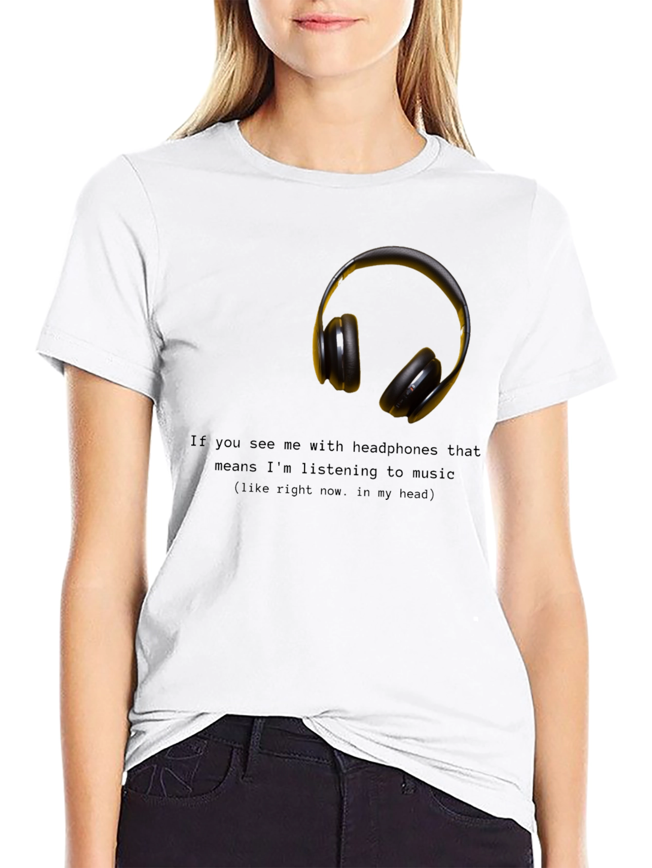 Black Headphones Music T-Shirt - Funny Graphic Tee view 9