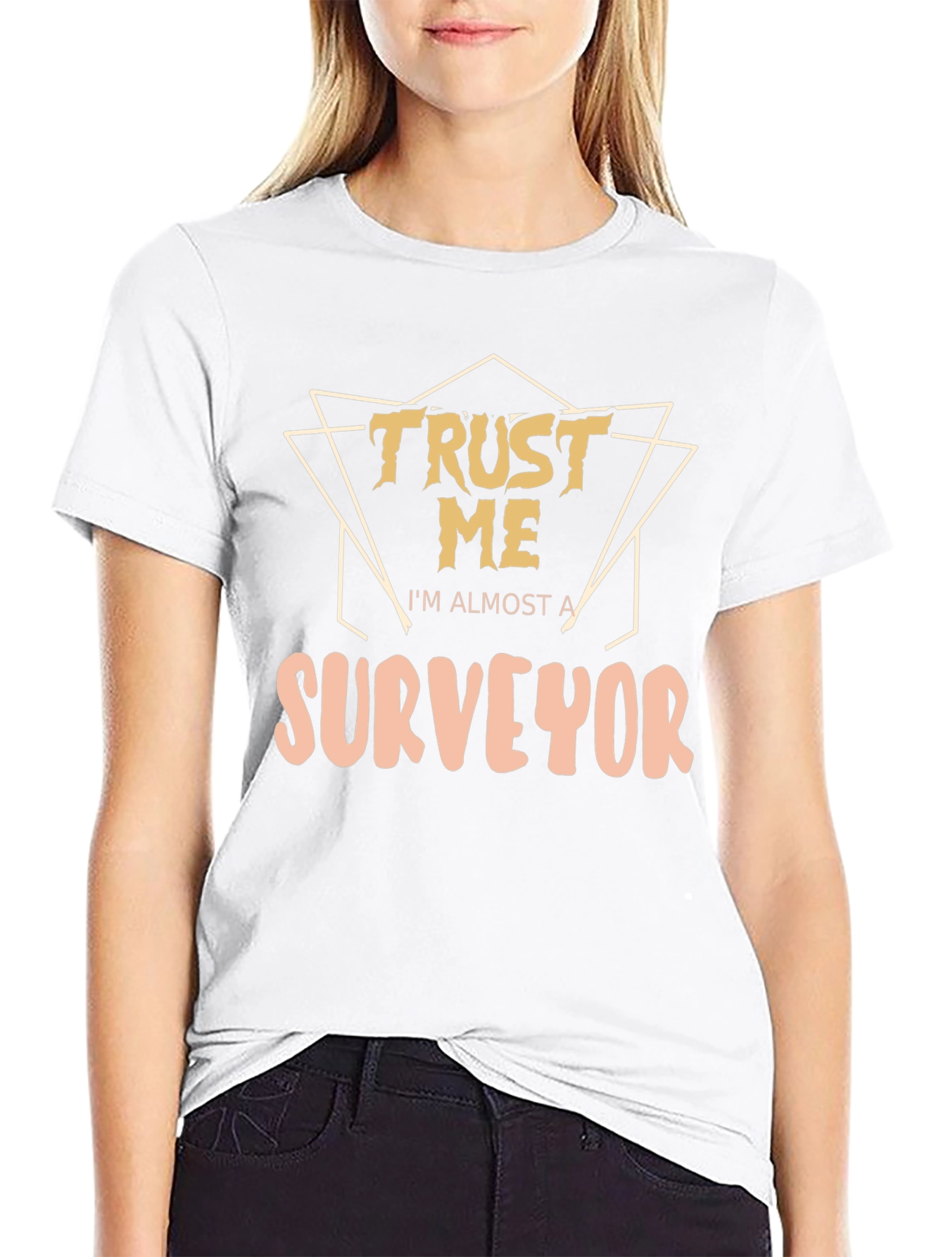 Black Funny Surveyor T-Shirt - Trust Me, I'm Almost a Surveyor view 9