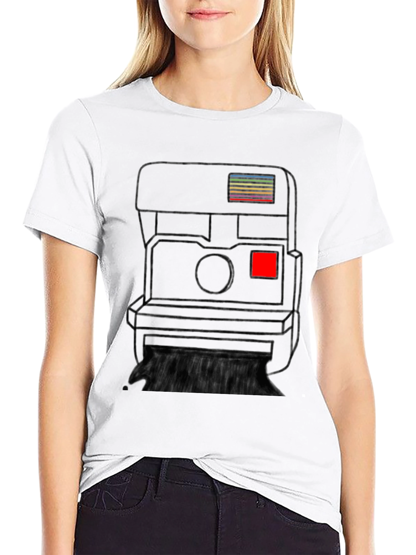 Black Retro Camera Graphic Tee - Black Cotton T-Shirt view 9