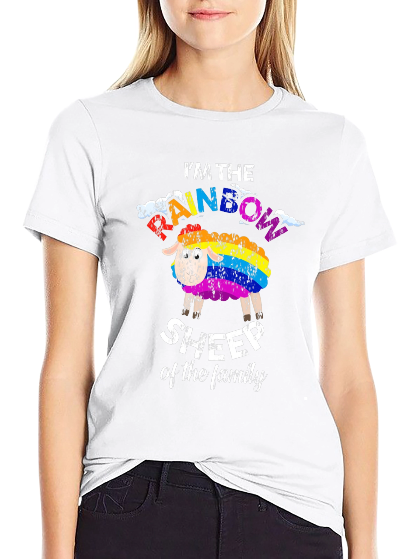 Black Rainbow Sheep T-Shirt: Unique Family Pride Apparel view 9