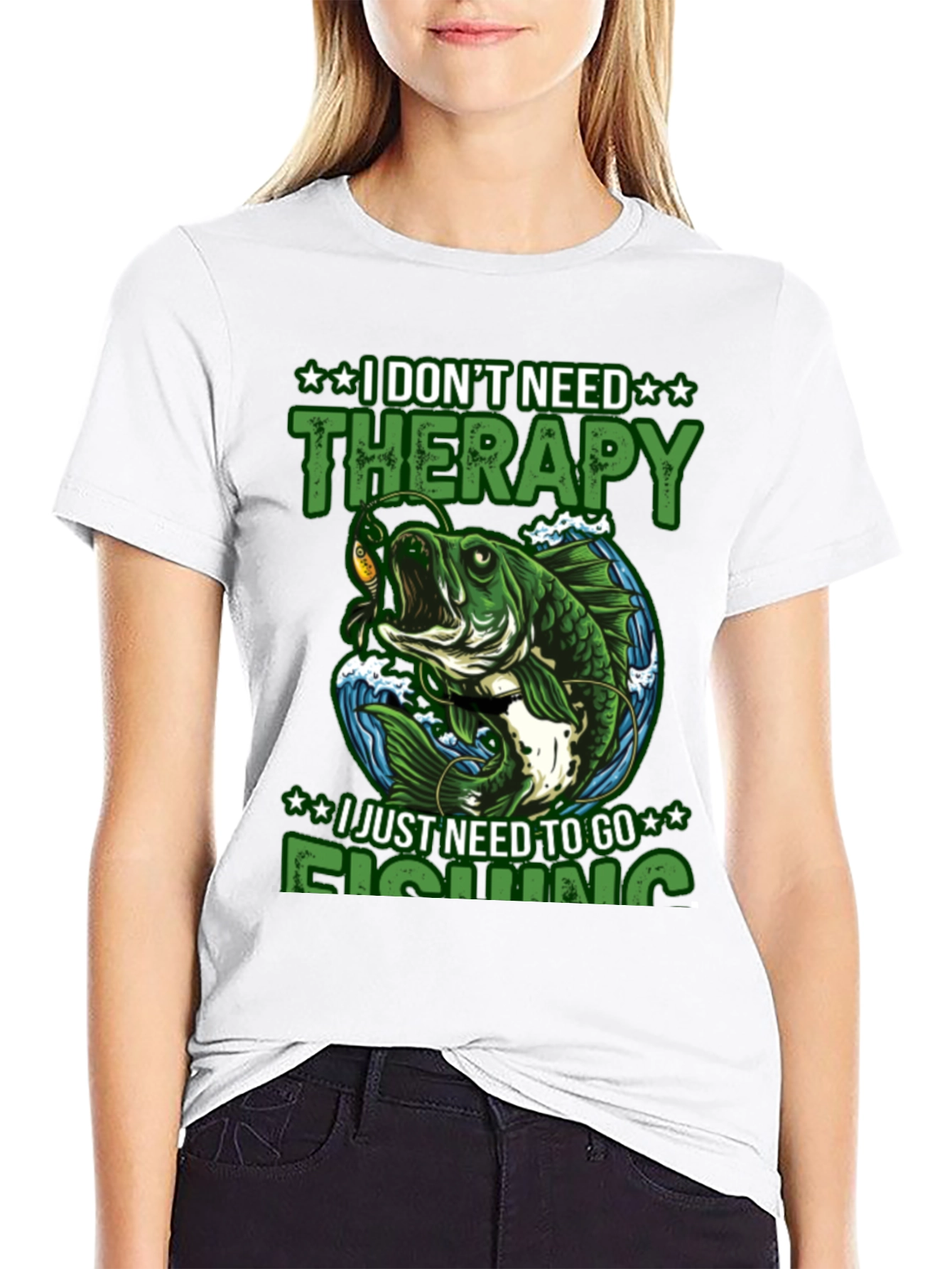 Black Fishing Therapy T-Shirt view 9