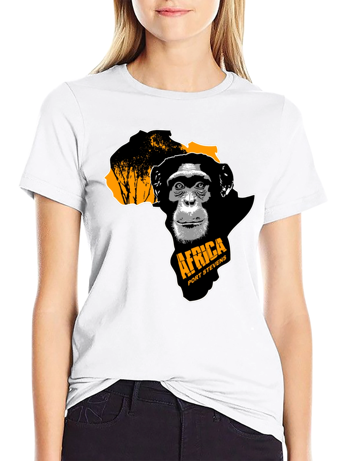 Black Africa Chimpanzee Graphic Black T-Shirt view 9