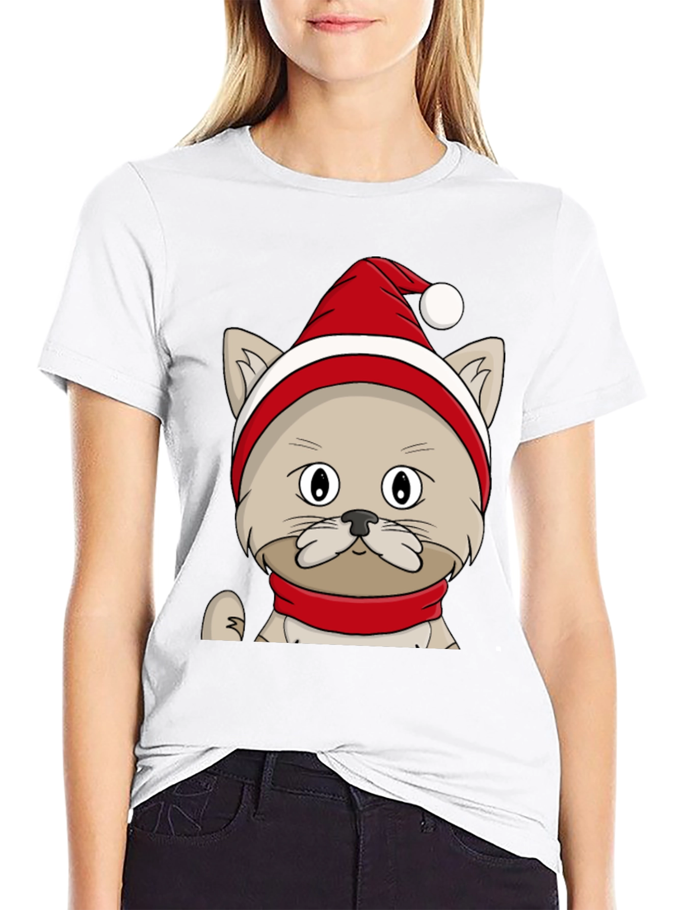 Black Festive Cat Tee - Holiday Cheer view 9