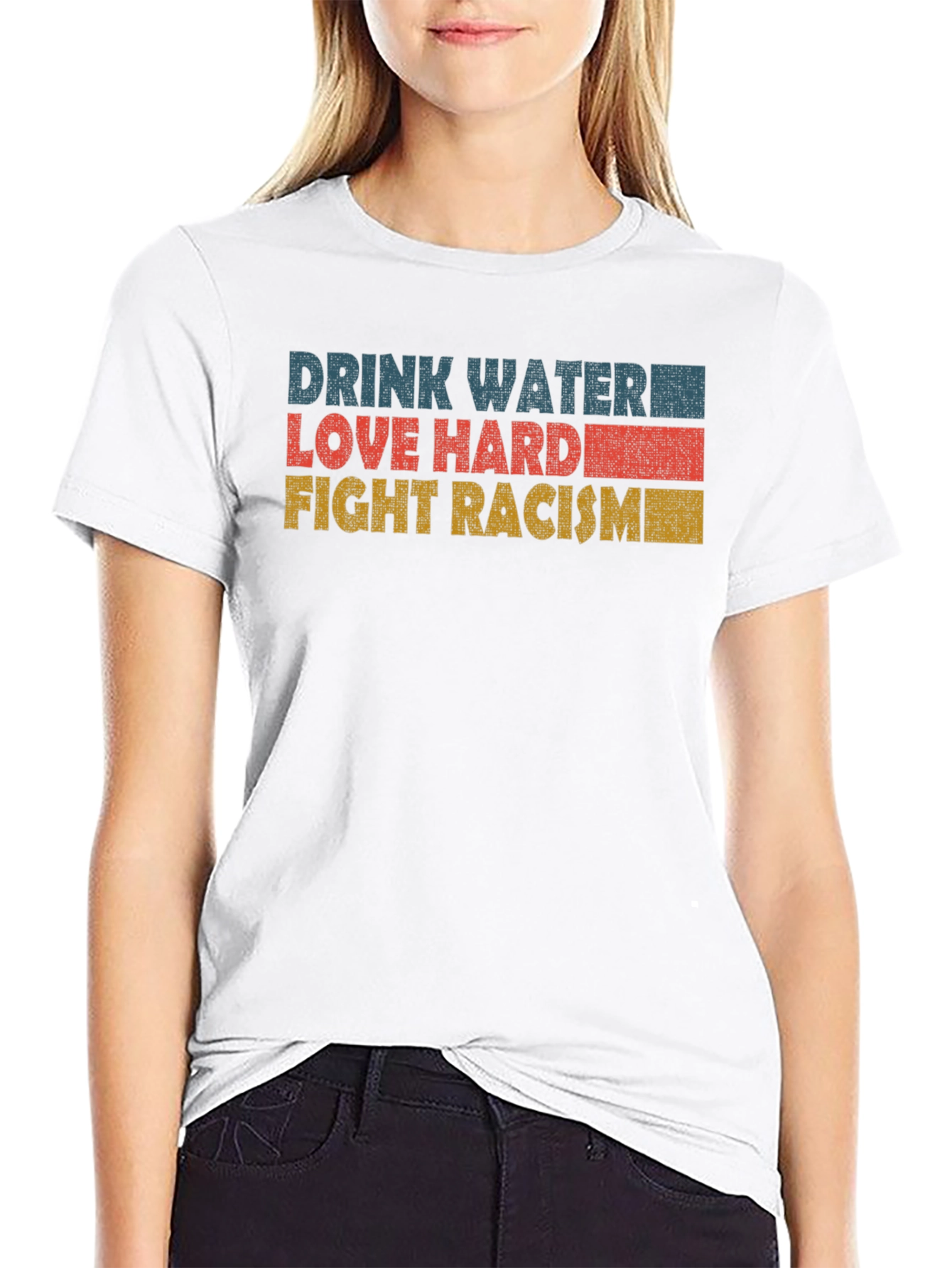 Black Drink Water Love Hard Fight Racism T-Shirt view 9
