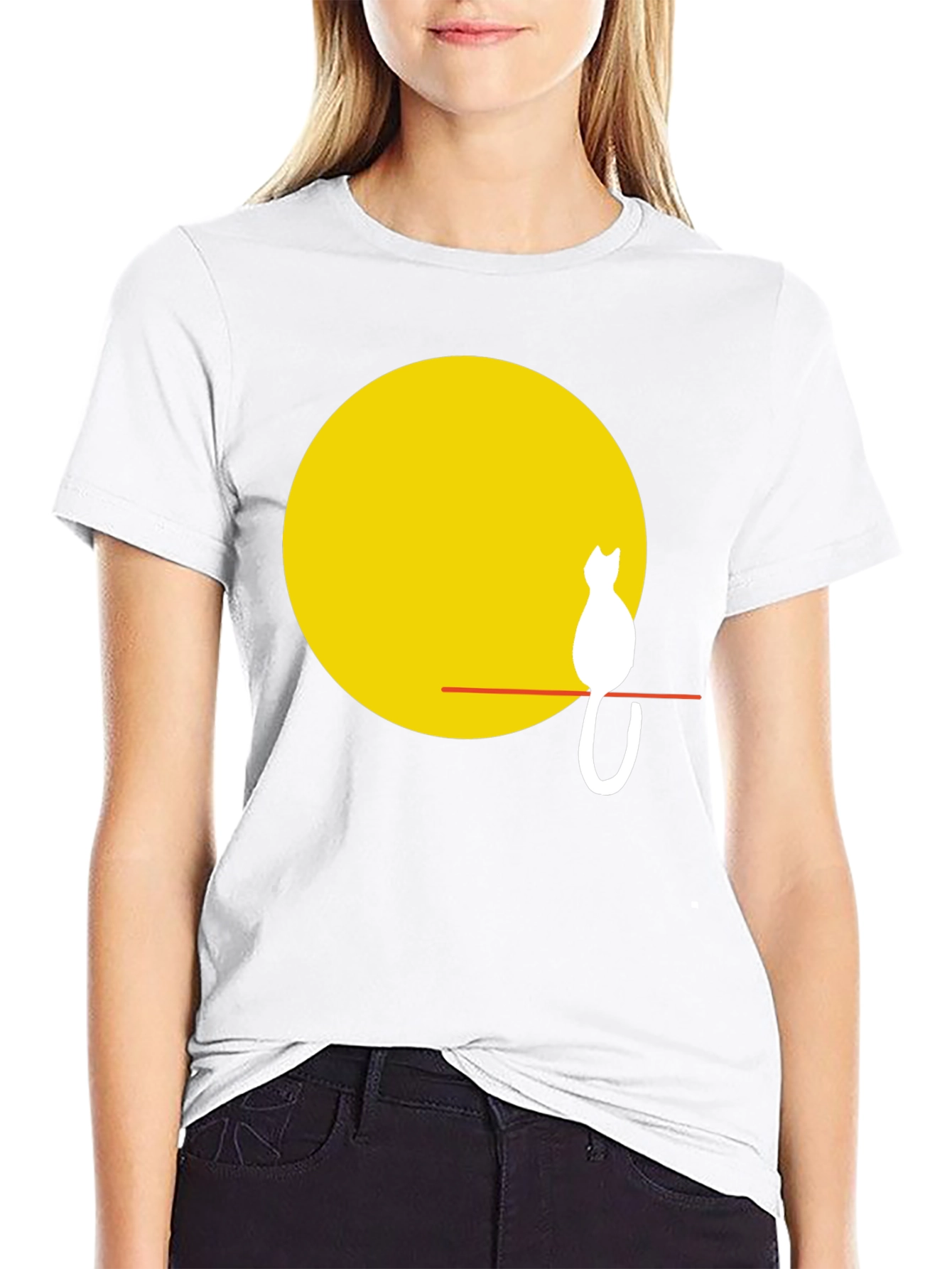 Black Cat Silhouette on Moon T-Shirt view 9