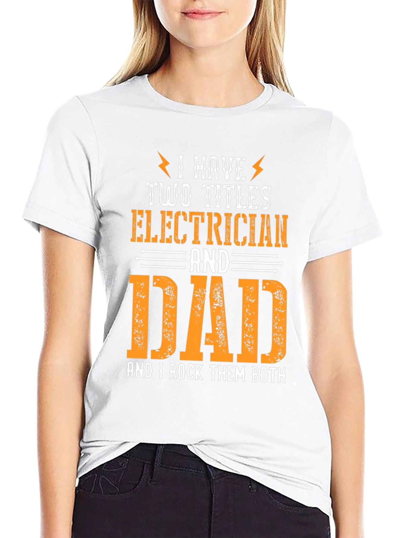Black Electrician Dad T-Shirt: I Rock Them Both! view 9