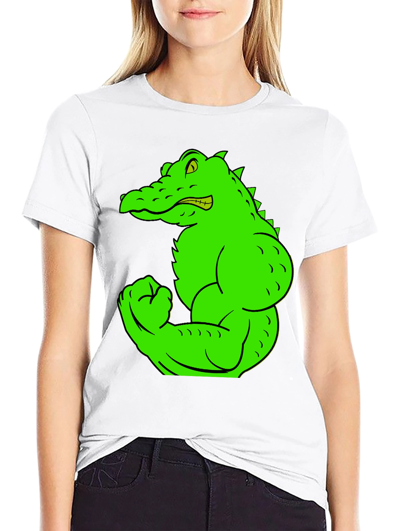Black Muscle Gator Graphic Tee - Black Cotton T-Shirt view 9