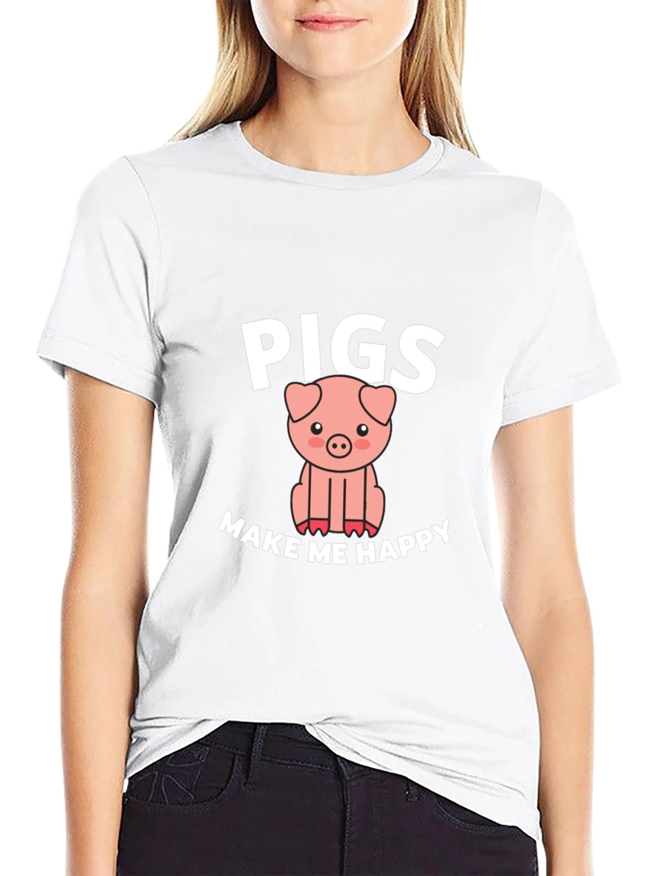 Black Pigs Make Me Happy Graphic T-Shirt view 9