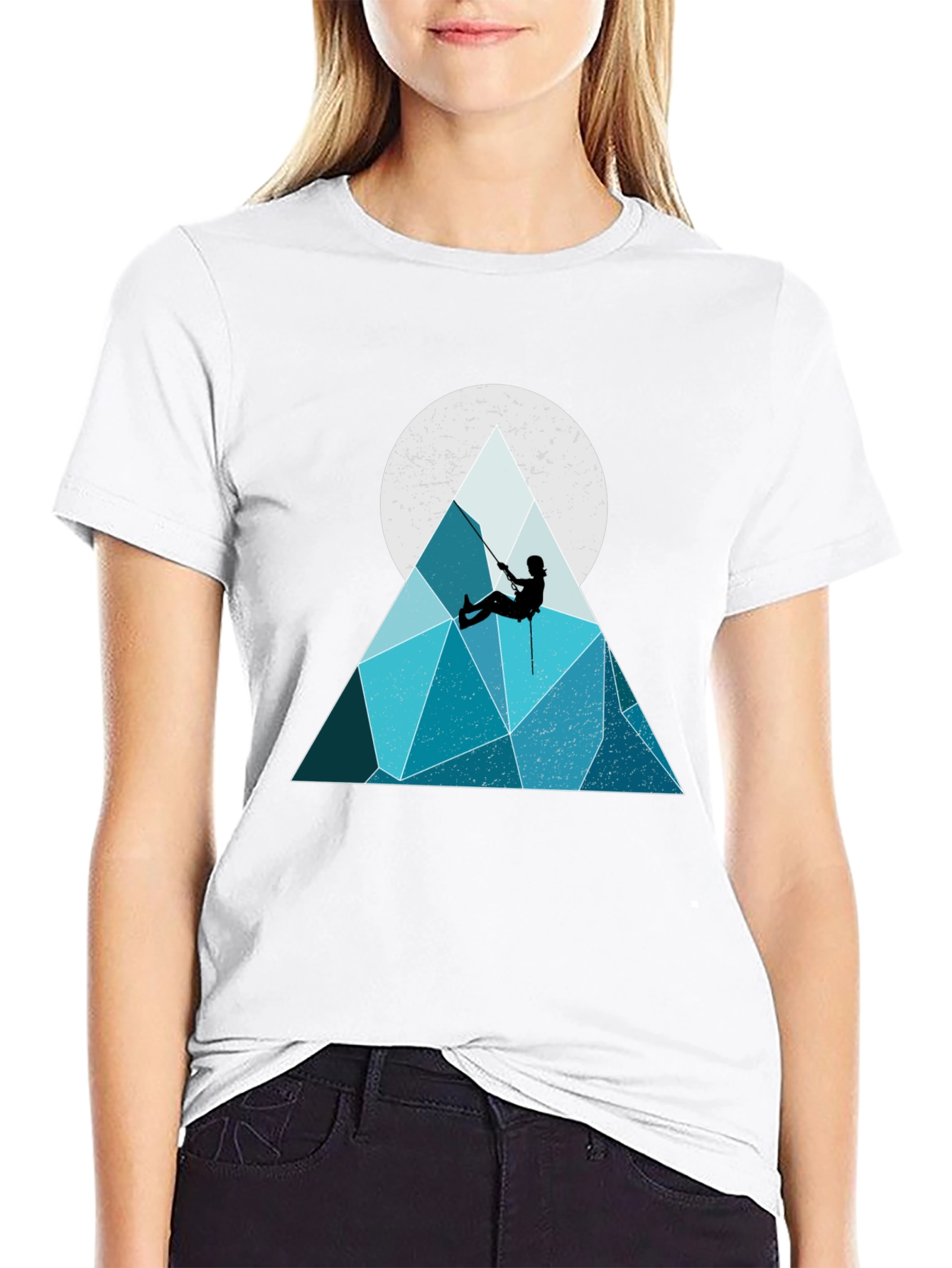 Black Geometric Mountain Climber Graphic Tee view 9