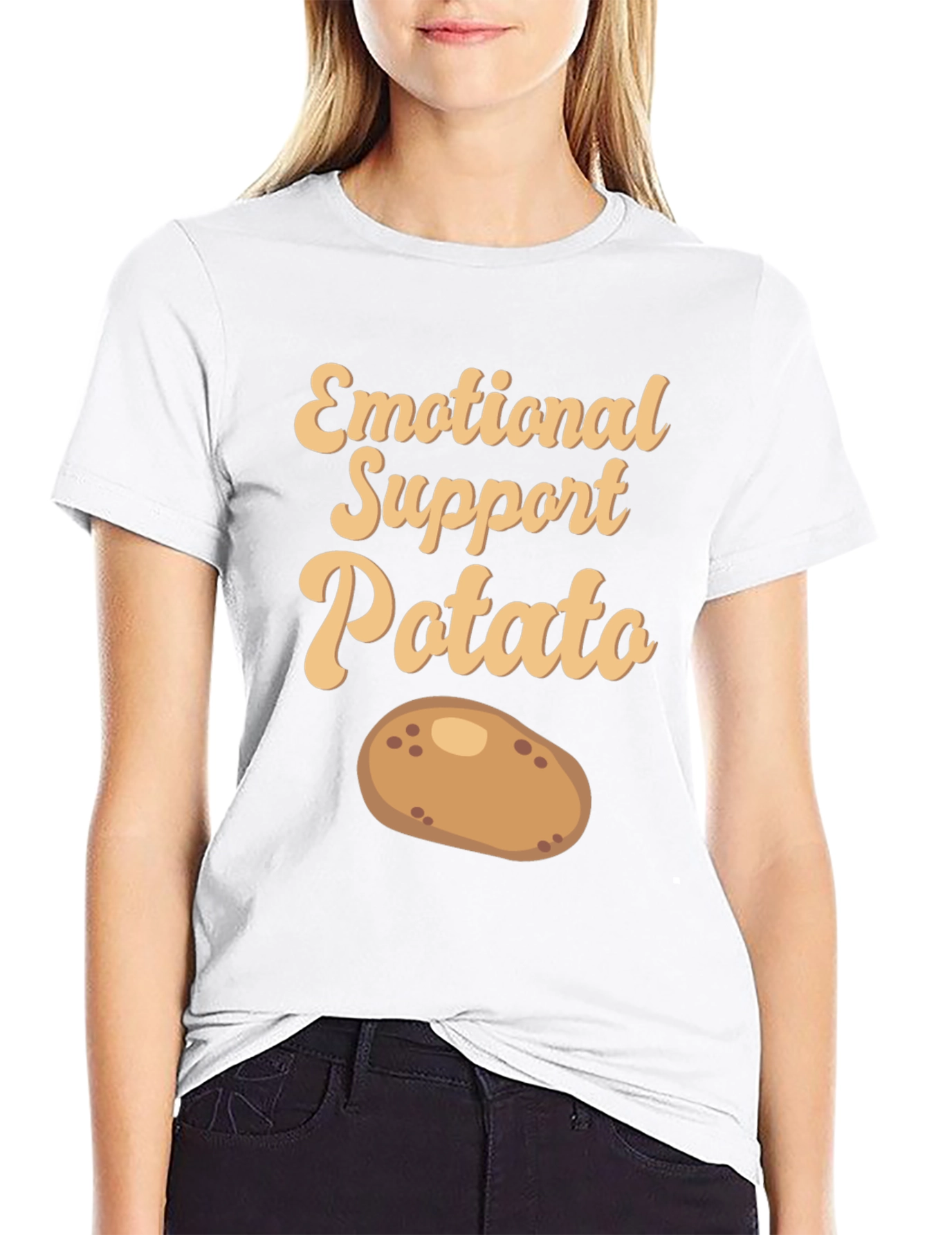 Black Emotional Support Potato T-Shirt - Cute & Comfy! view 9