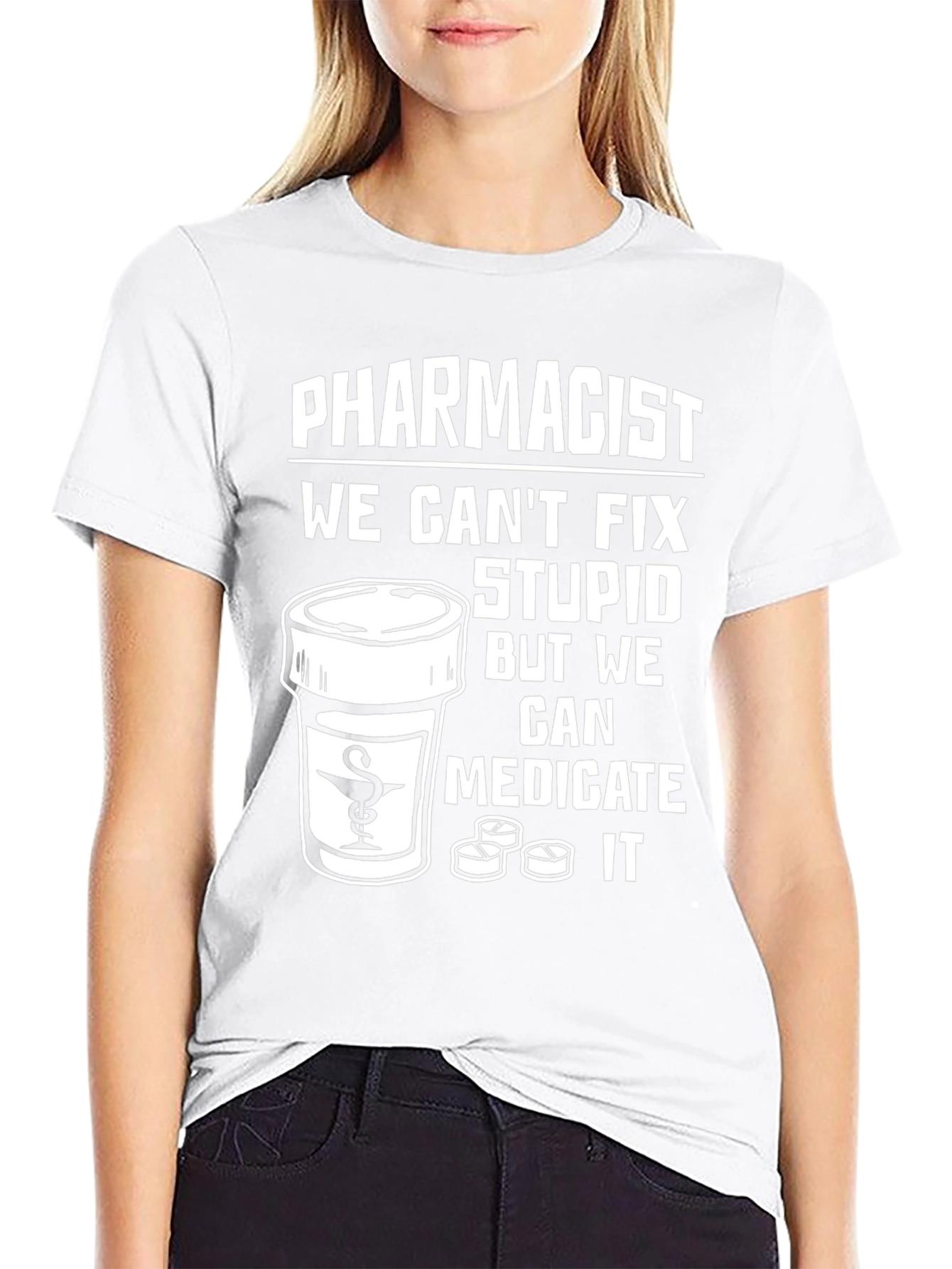 Black Pharmacist Humor T-Shirt: Medicate Stupid! view 9