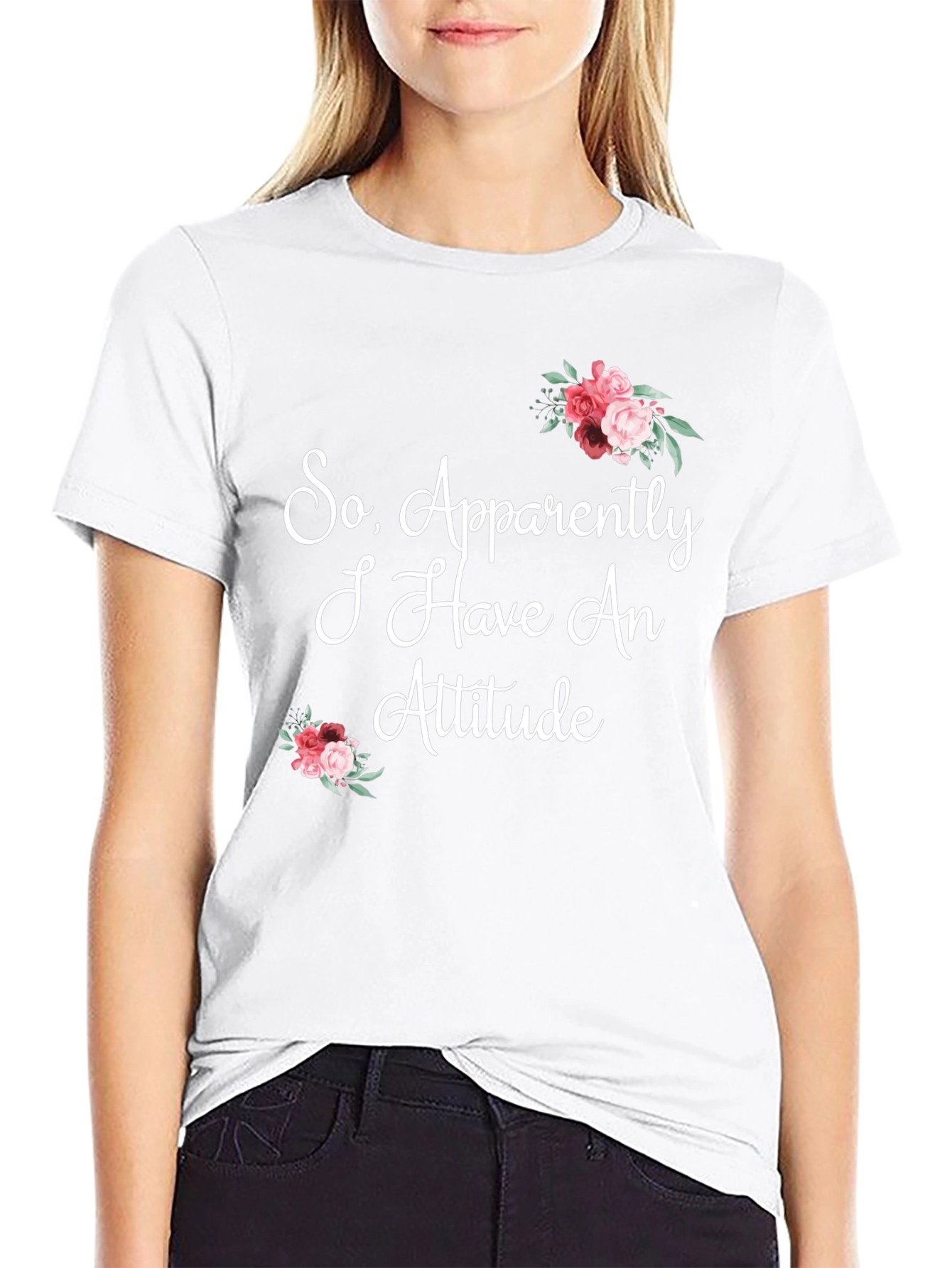 Black Funny Floral Attitude Graphic T-Shirt view 9