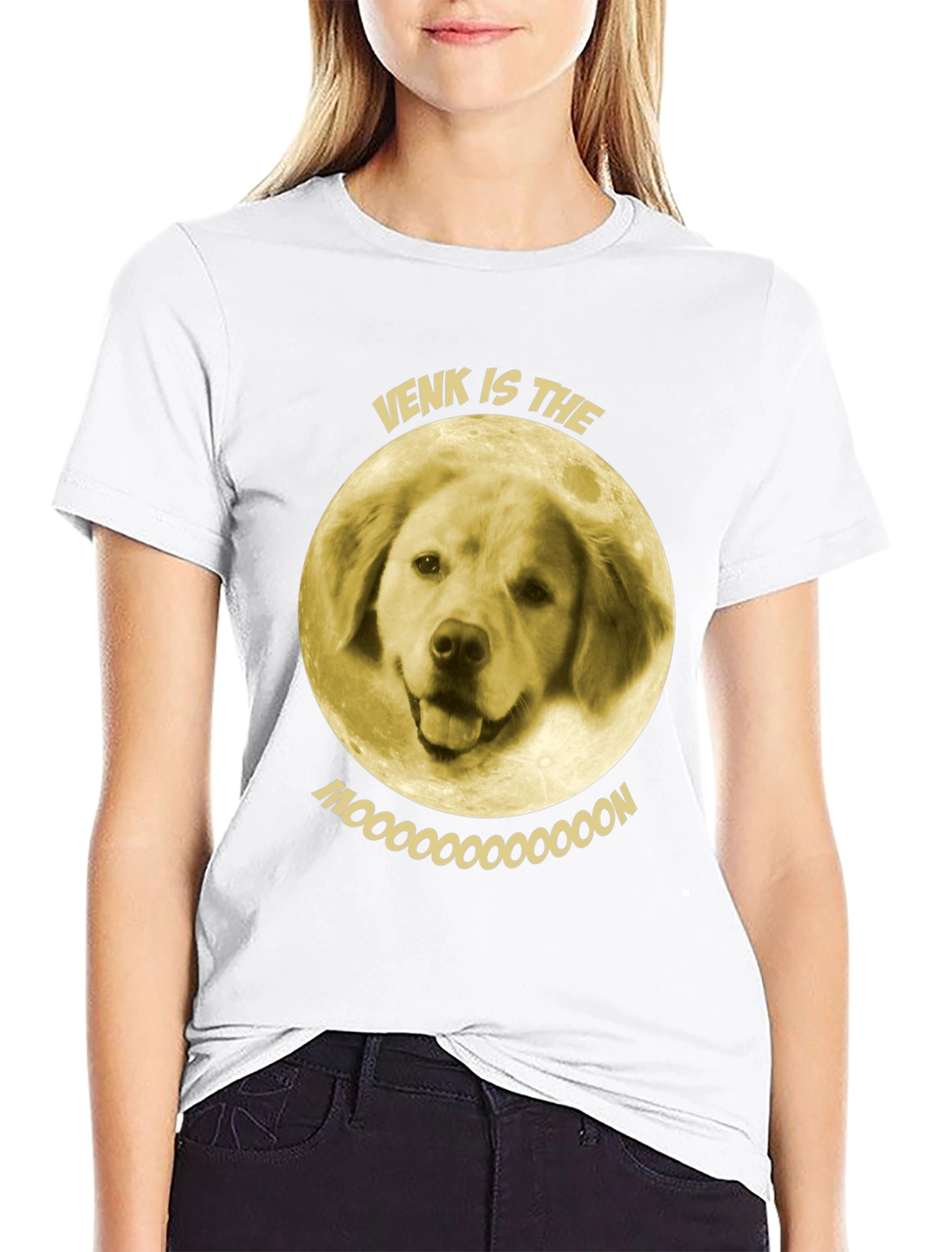 Black Venk is the Moon T-Shirt - Funny Dog Graphic Tee view 9