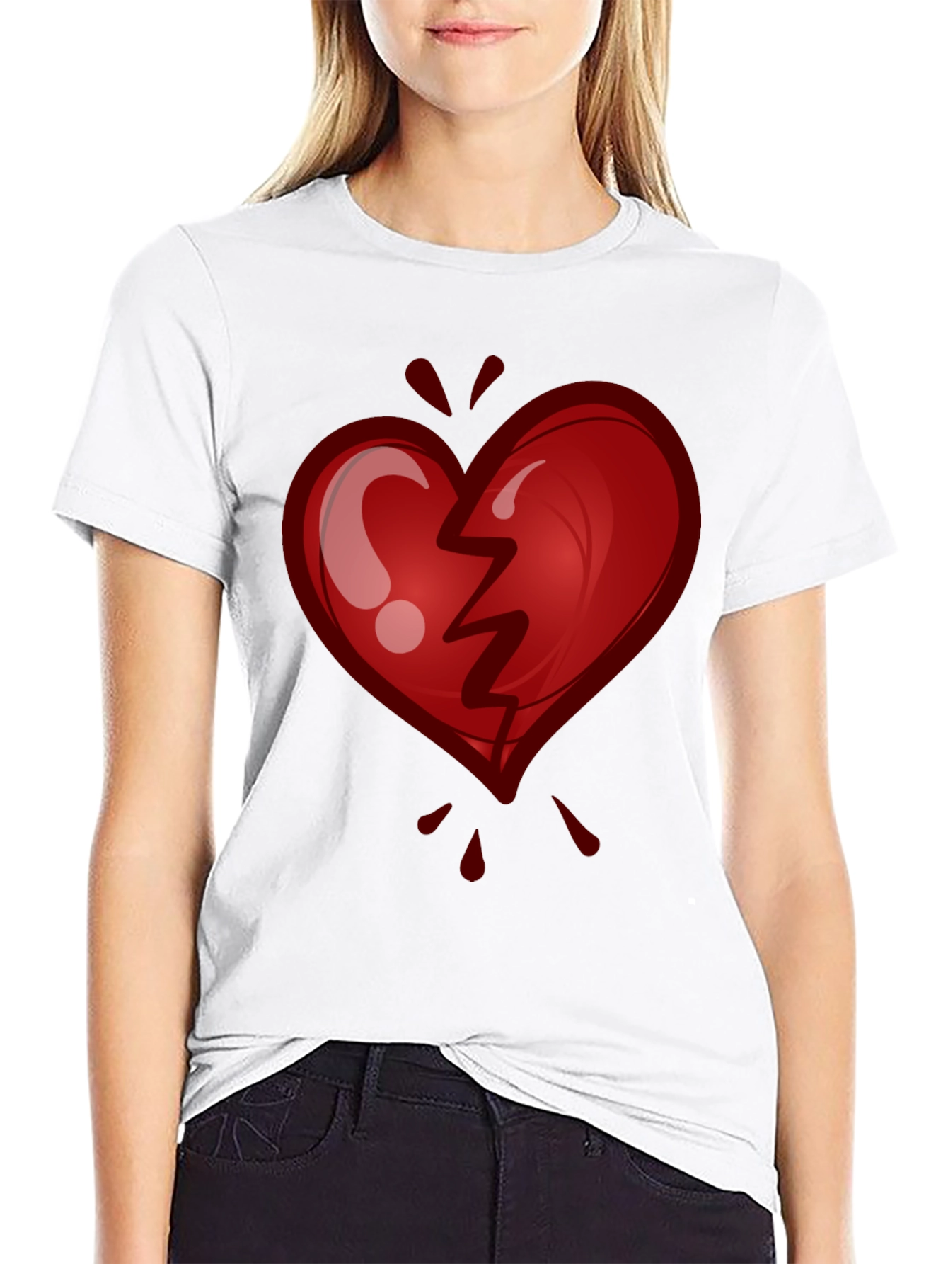 Black Broken Heart Graphic Tee - Stylish & Trendy view 9