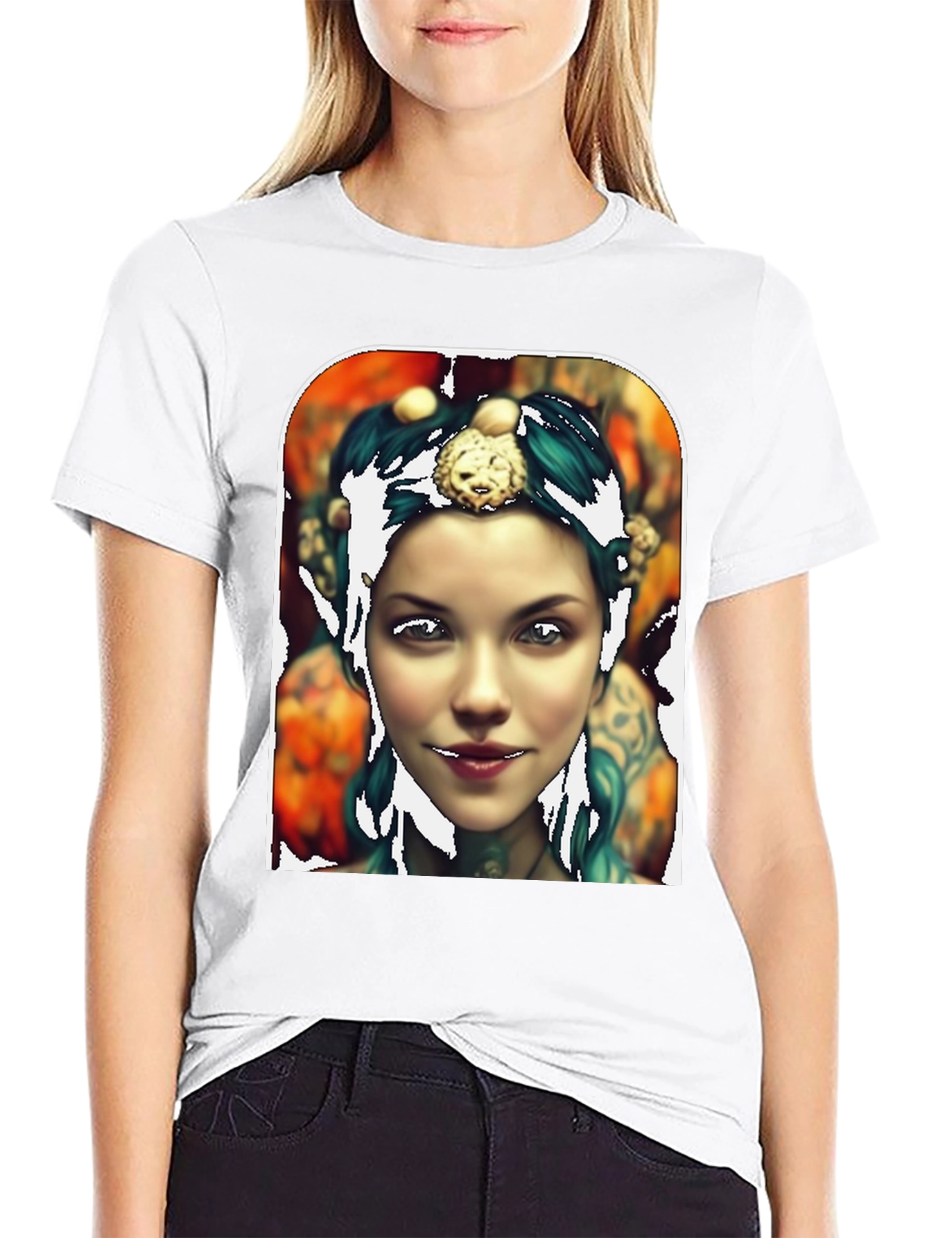 Black Artistic Portrait Tee - Unique Graphic Print view 9
