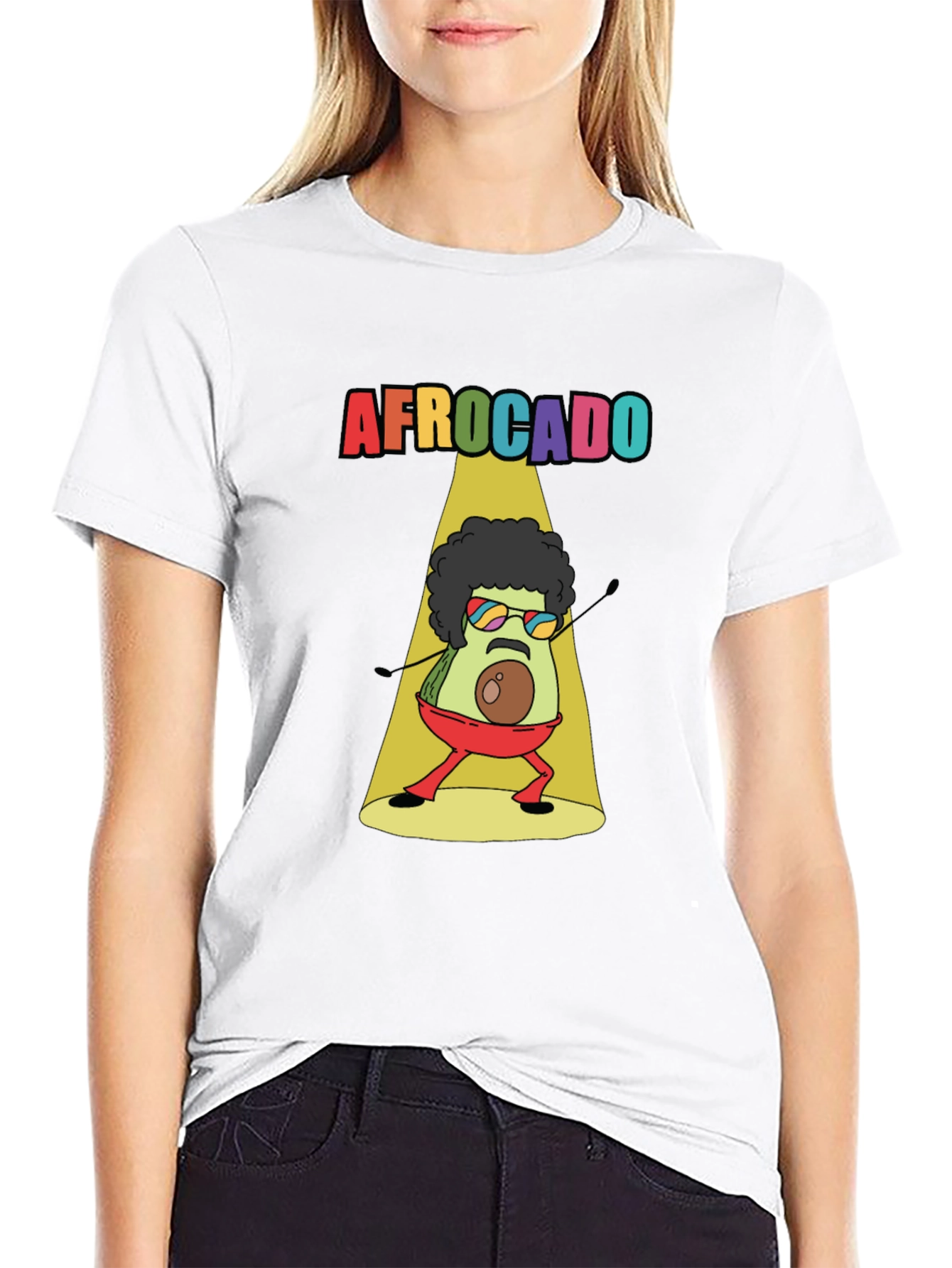 Black Afrocado T-Shirt - Avocado with Afro view 9
