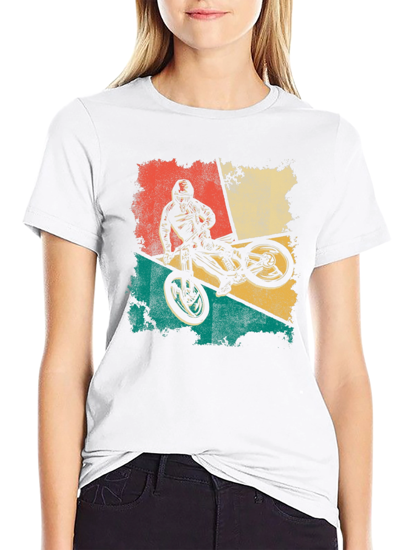 Black Retro Mountain Biker T-Shirt - Vintage Style view 9