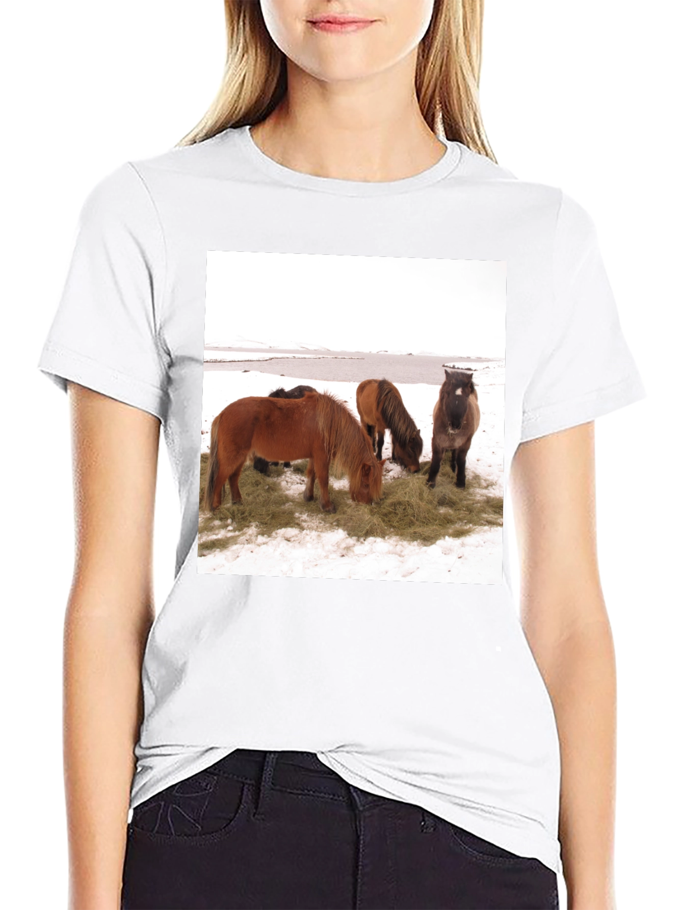 Black Horse Scene Graphic Tee - Unisex Black T-Shirt view 9