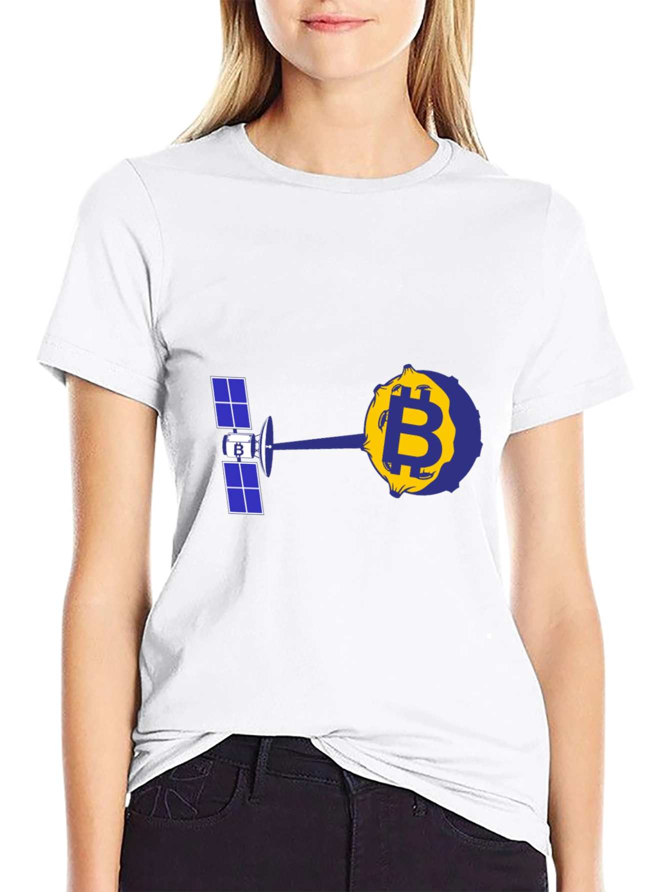 Black Bitcoin Satellite T-Shirt - Crypto Design view 9