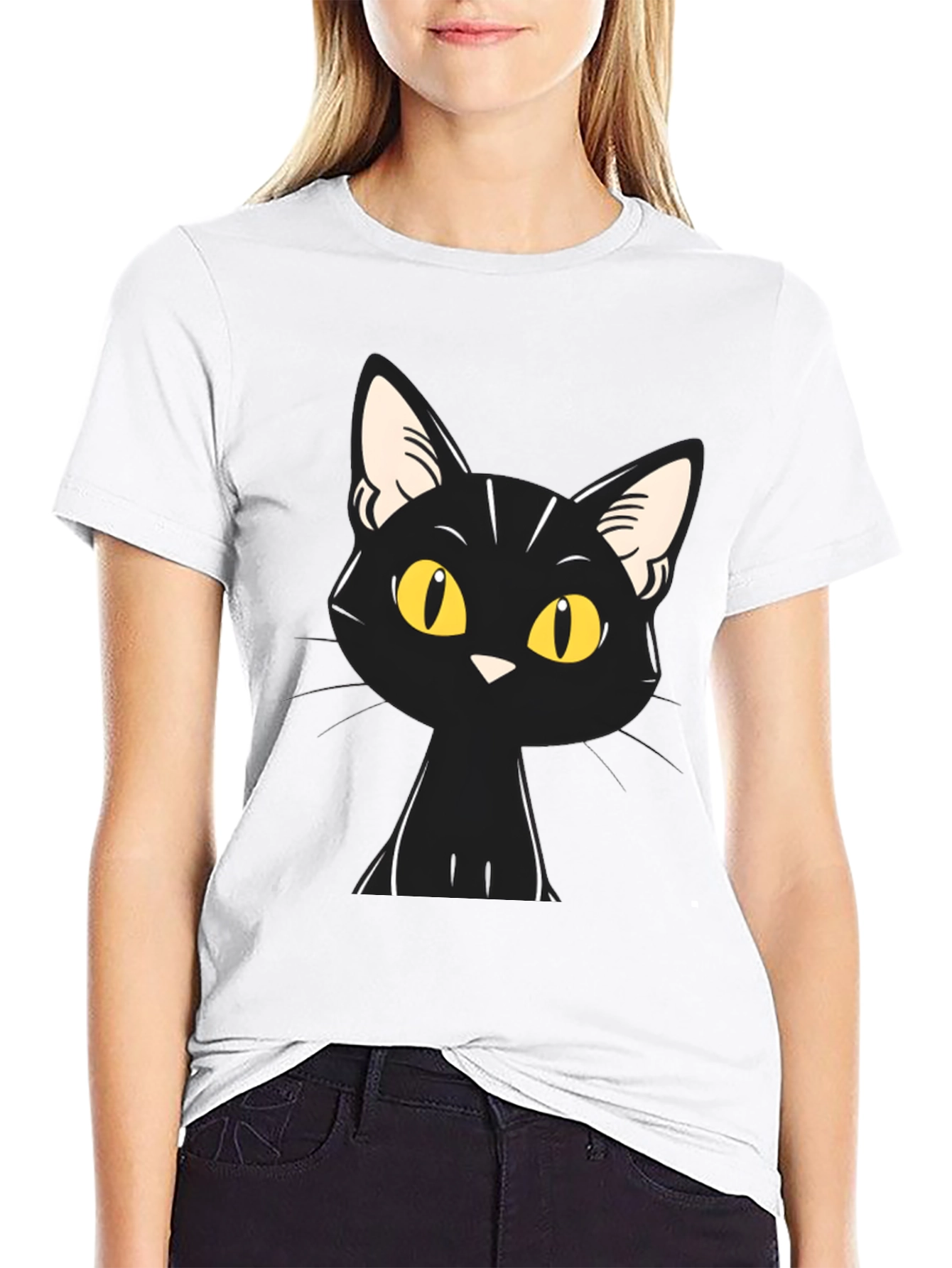 Black Black Cat Graphic Tee - Unisex Cotton T-Shirt view 9