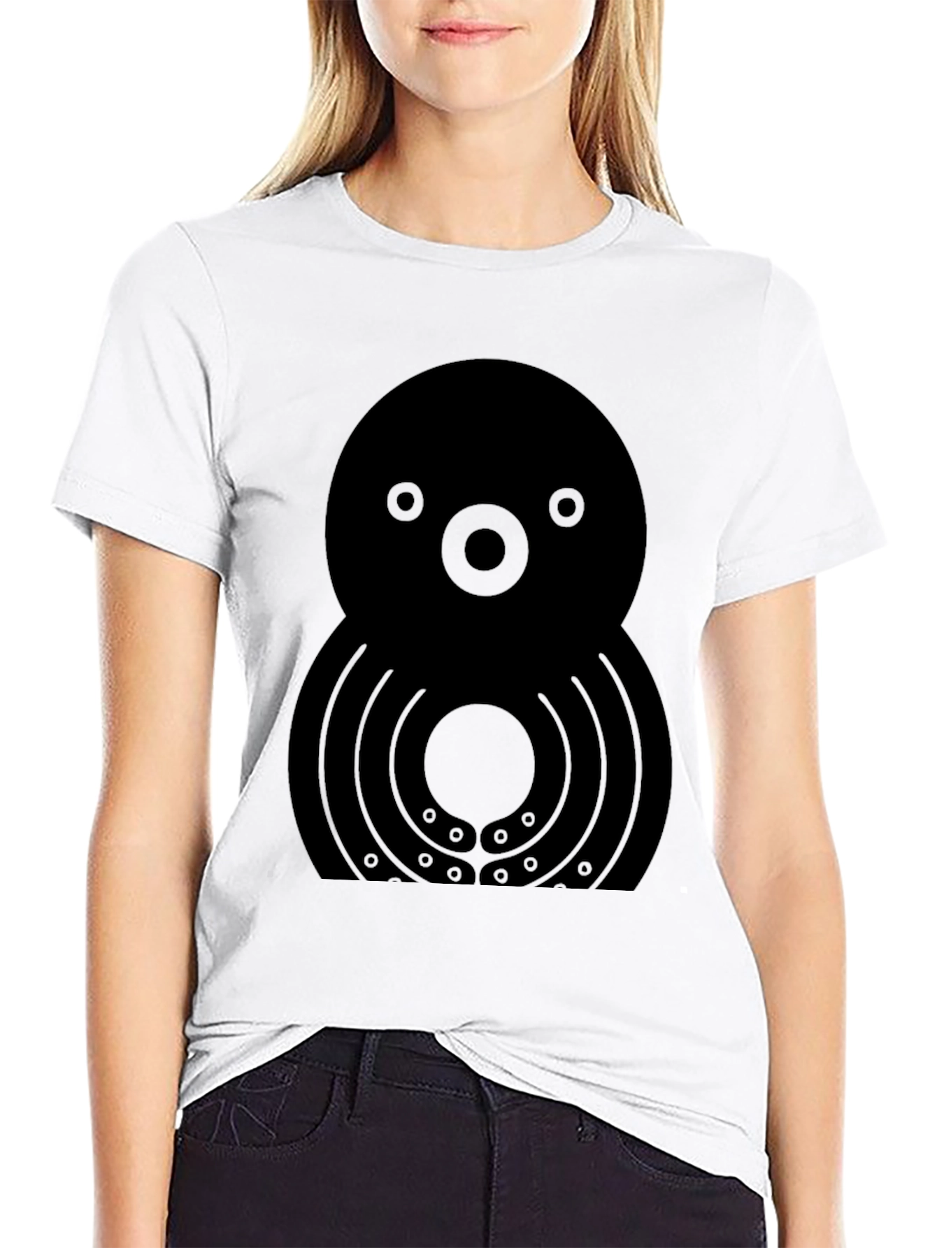 Black Unique Graphic Octopus T-Shirt - Black view 9