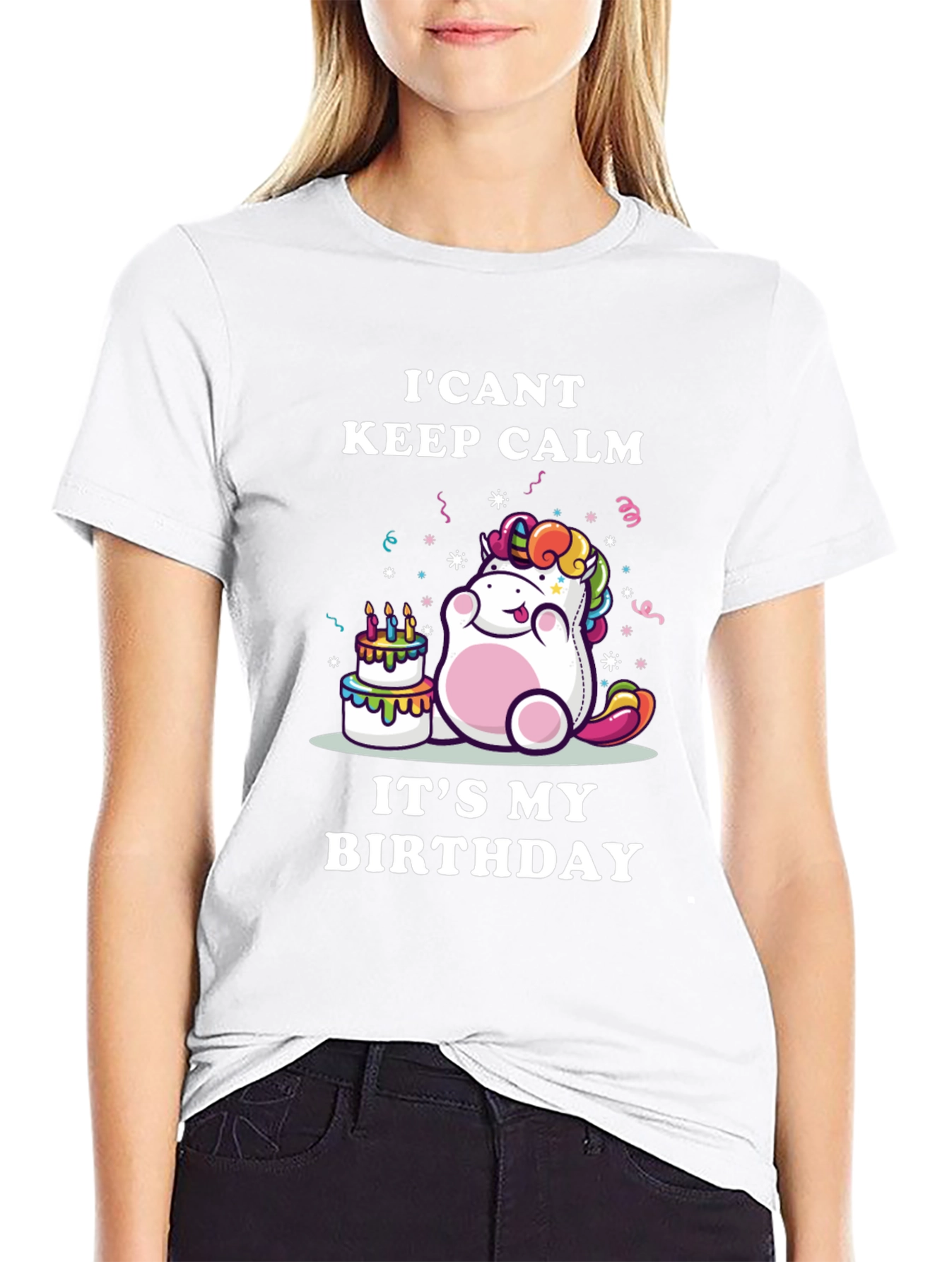Black I Can't Keep Calm It's My Birthday Unicorn T-Shirt view 9