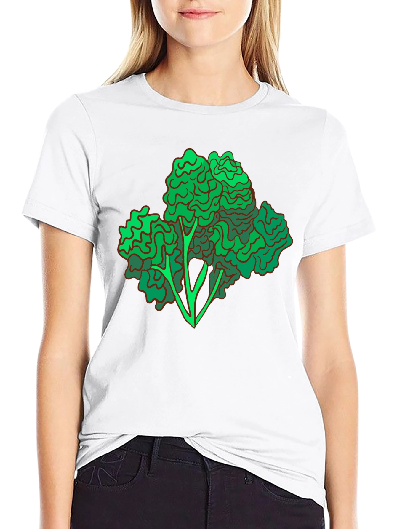 Black Broccoli Graphic Print Black T-Shirt view 9