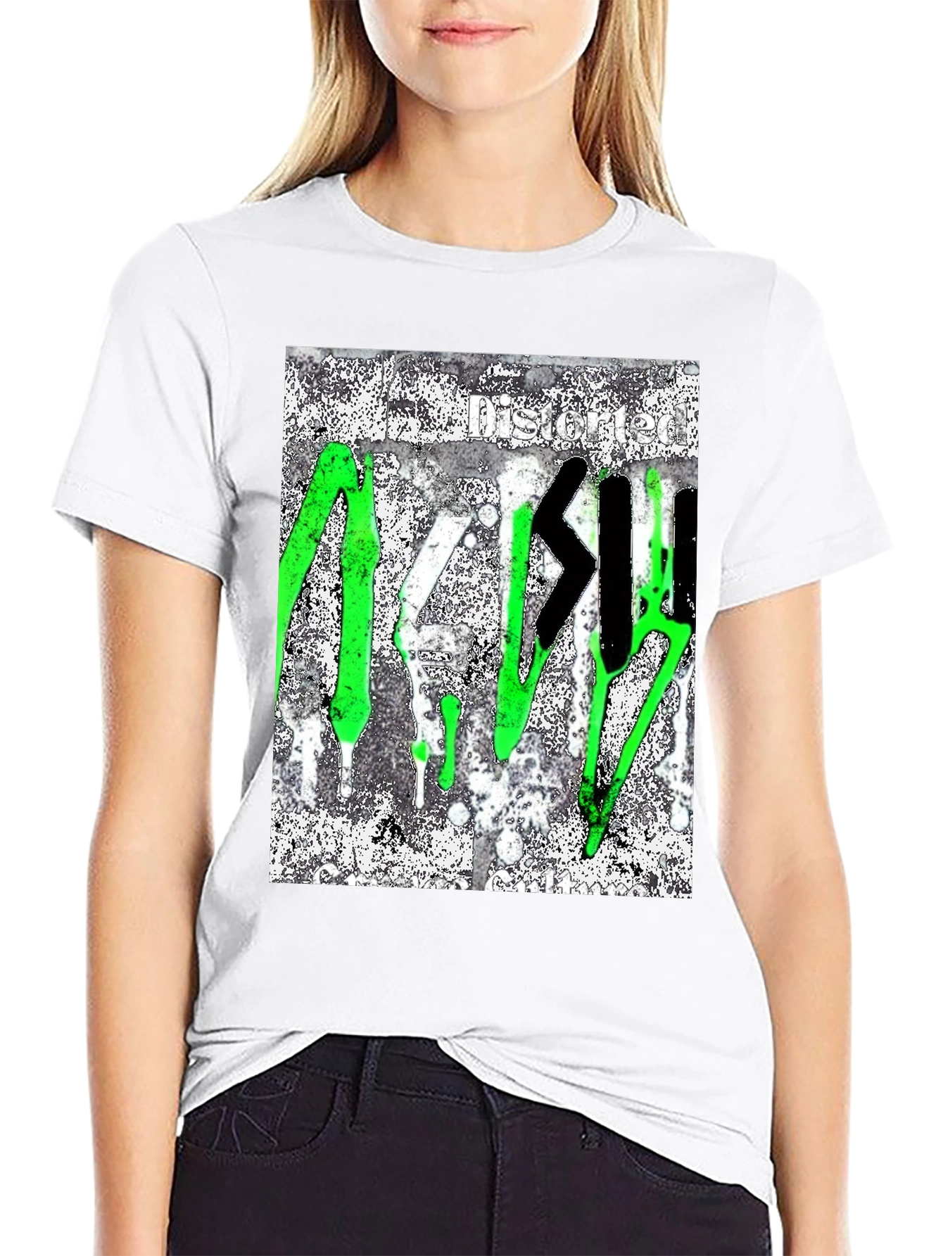 Black Distorted Graffiti Style T-Shirt view 9