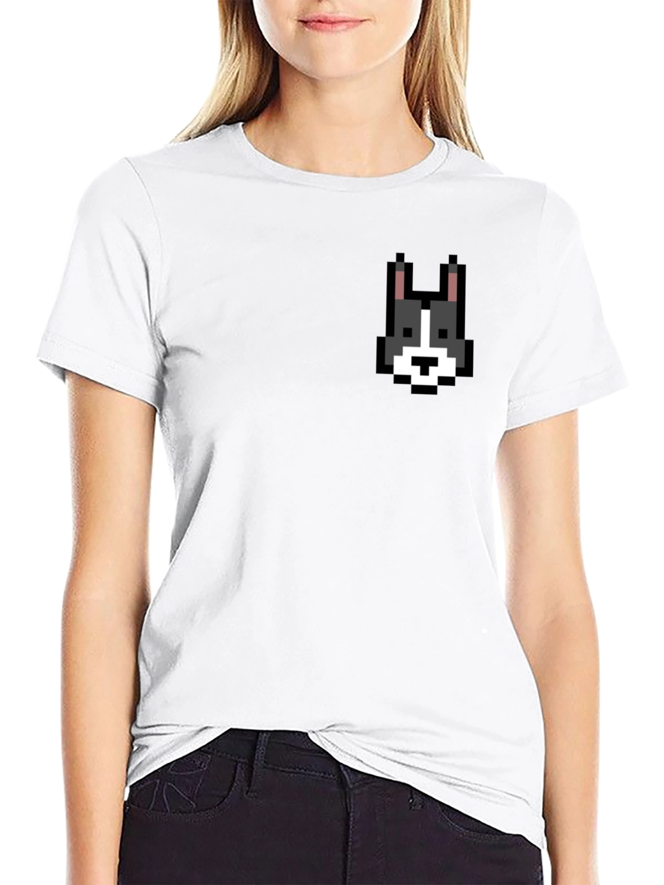 Black Pixel Dog T-Shirt - Black Cotton Tee view 9