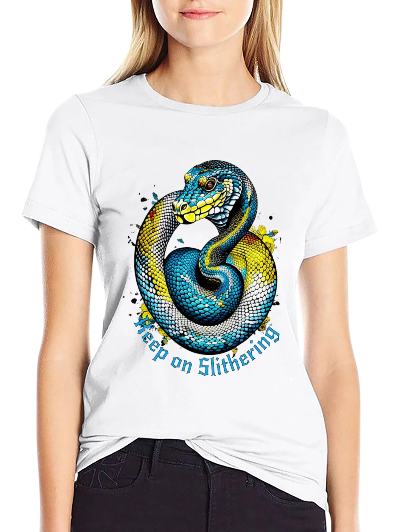 Black Keep on Slithering Snake Graphic Tee view 9