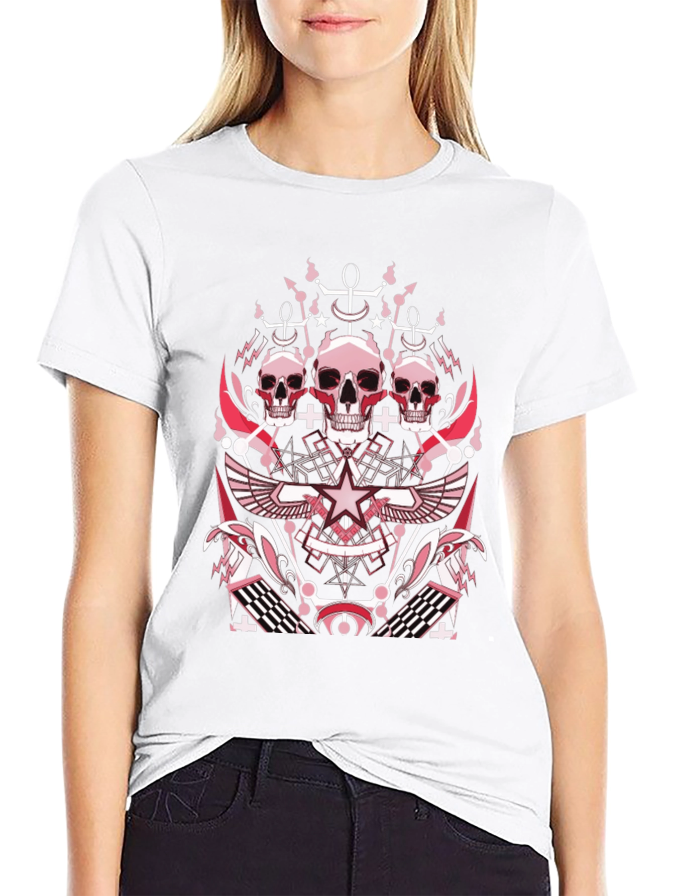 Black Skull Graphic Print T-Shirt view 9