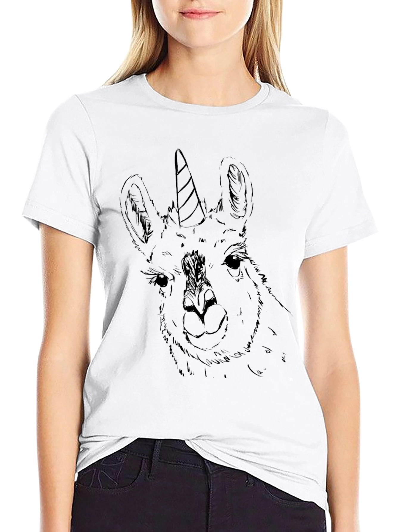 Black Llama Unicorn Graphic Tee - Black view 9
