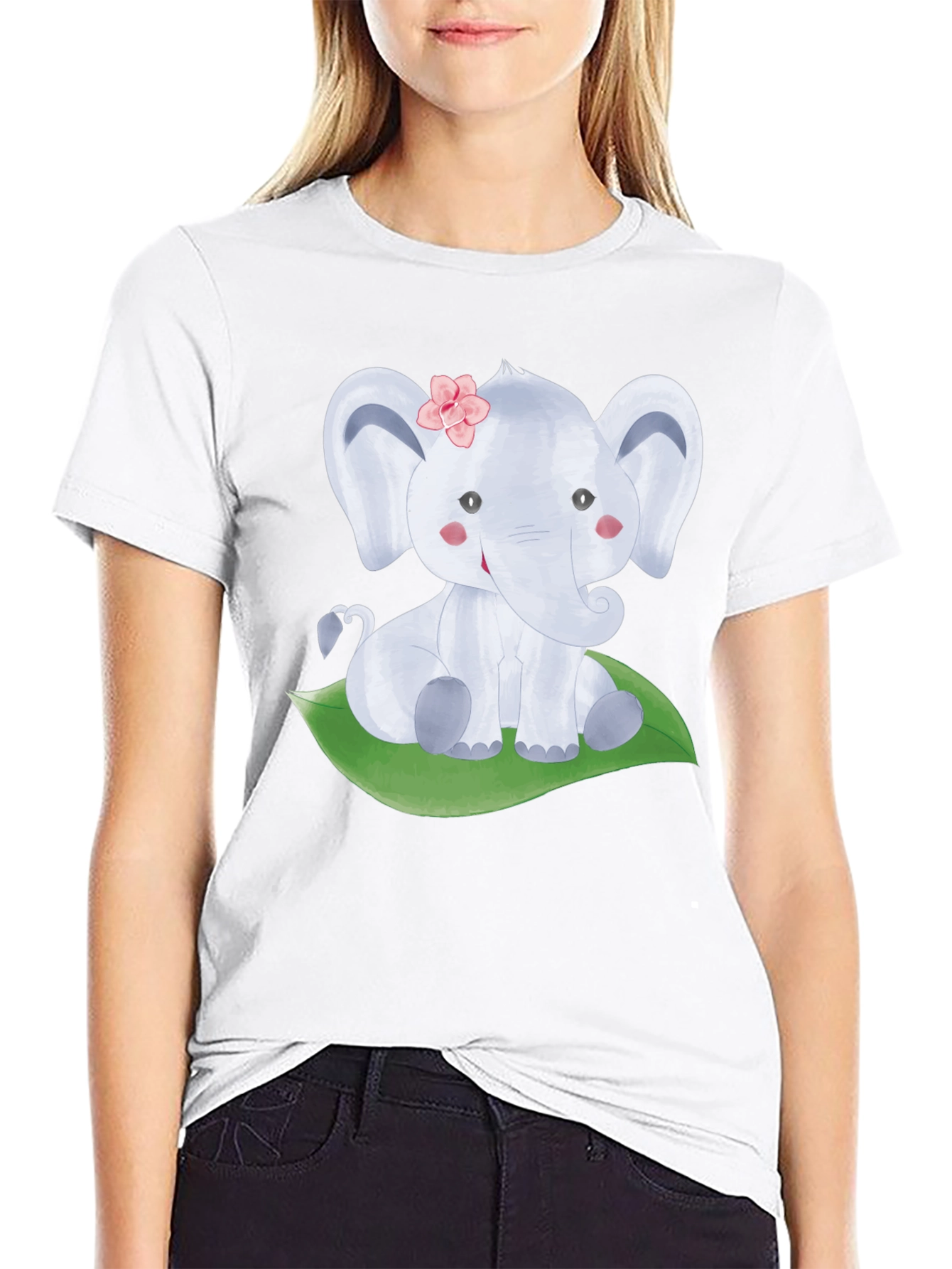 Black Cute Elephant Graphic Tee - Unisex Black T-Shirt view 9