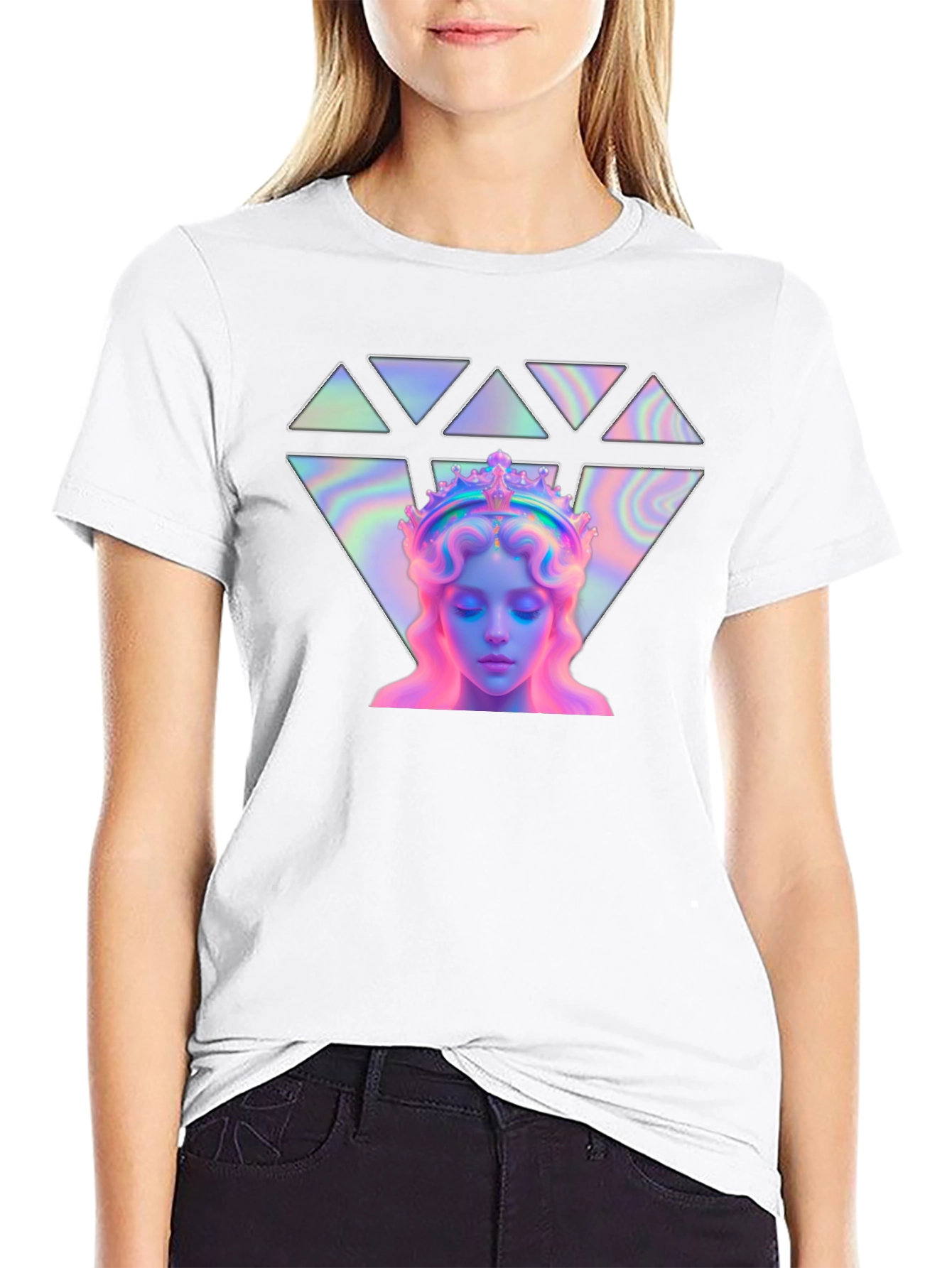 Black Mystic Crown Graphic Tee - Holographic Design view 9