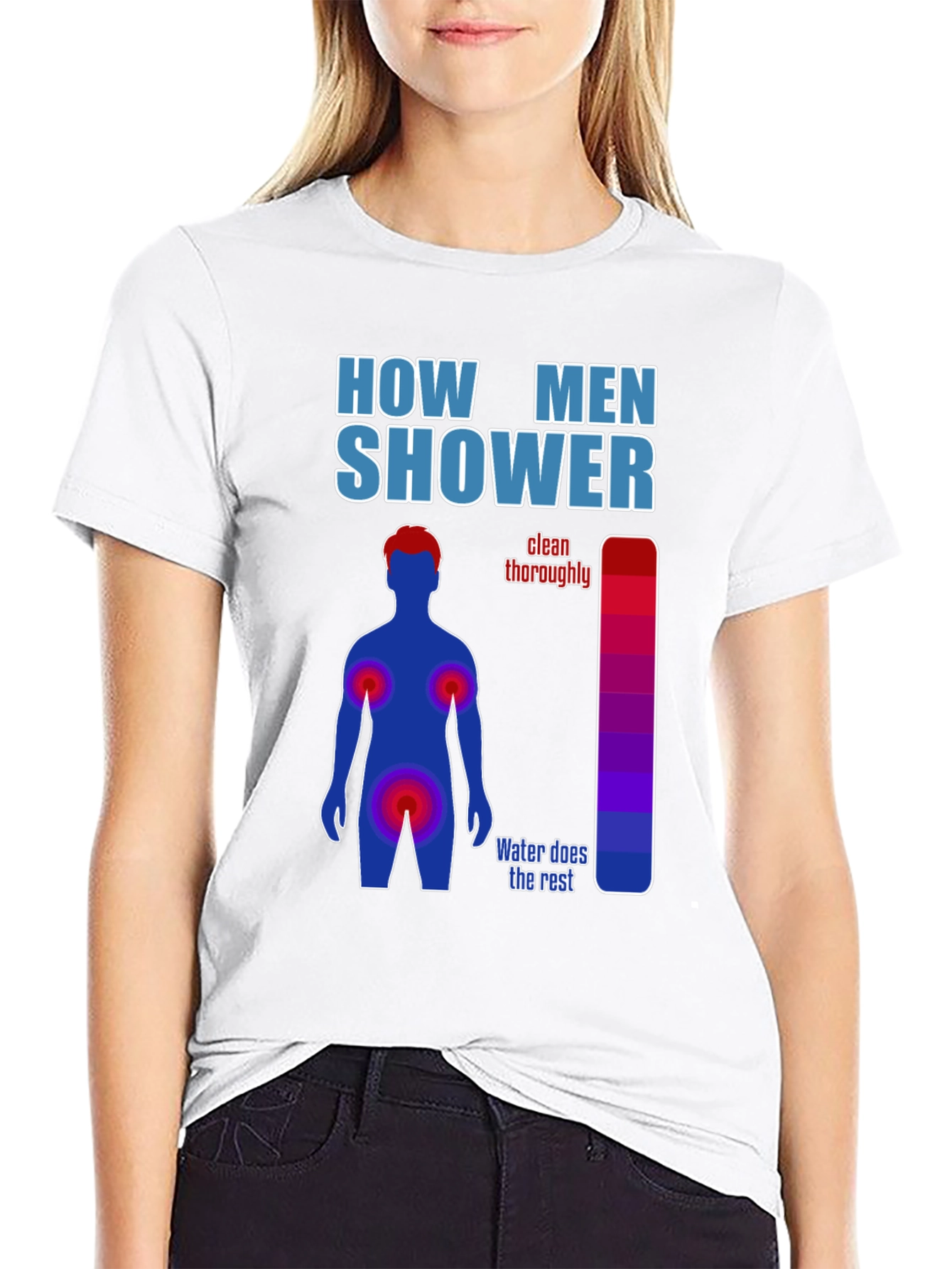 Black Humorous Men's Shower Guide T-Shirt view 9