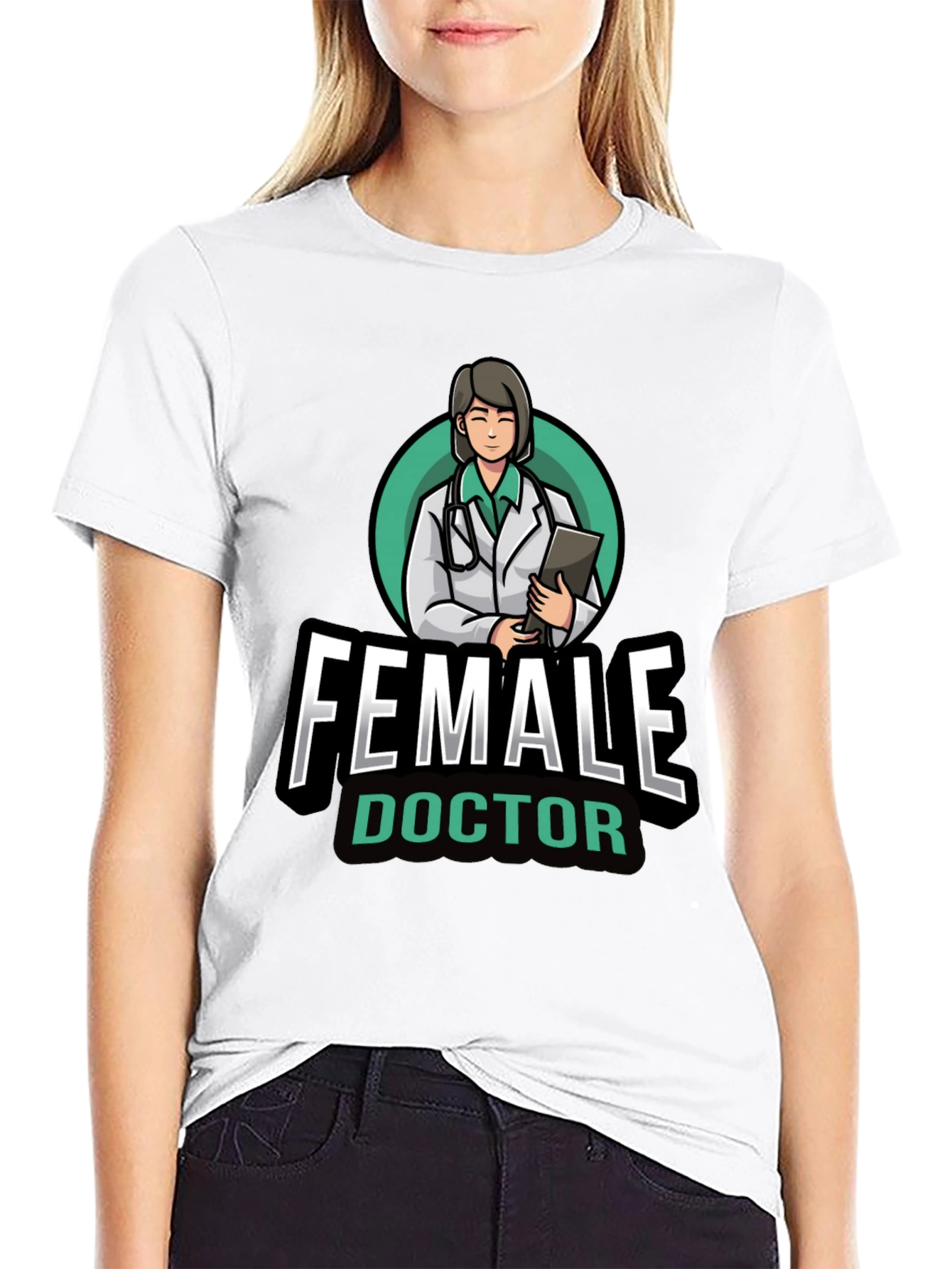 Black Female Doctor Graphic T-Shirt - Novelty Medical Apparel view 9