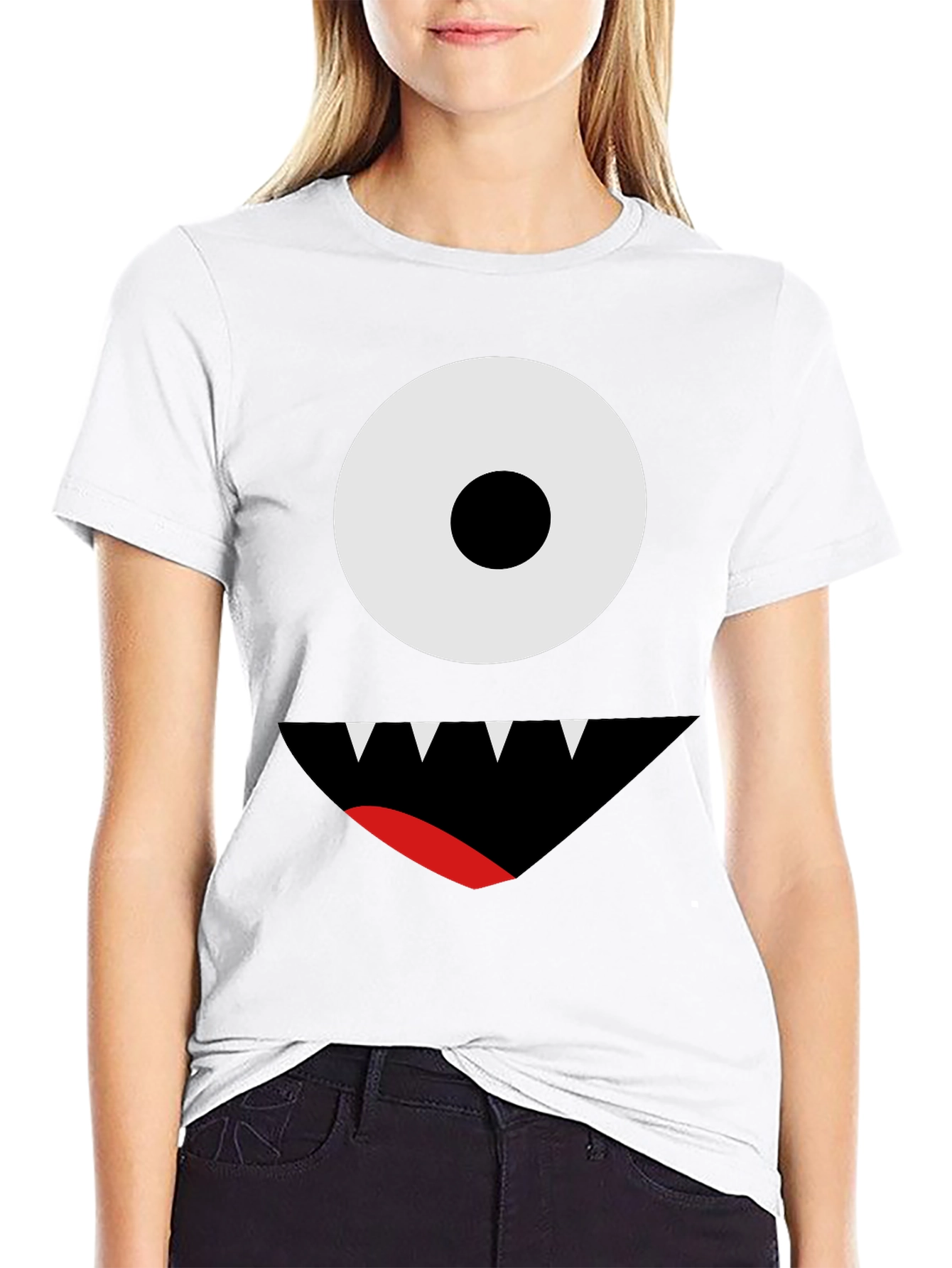 Black One-Eyed Monster Graphic Tee - Black Cotton T-Shirt view 9