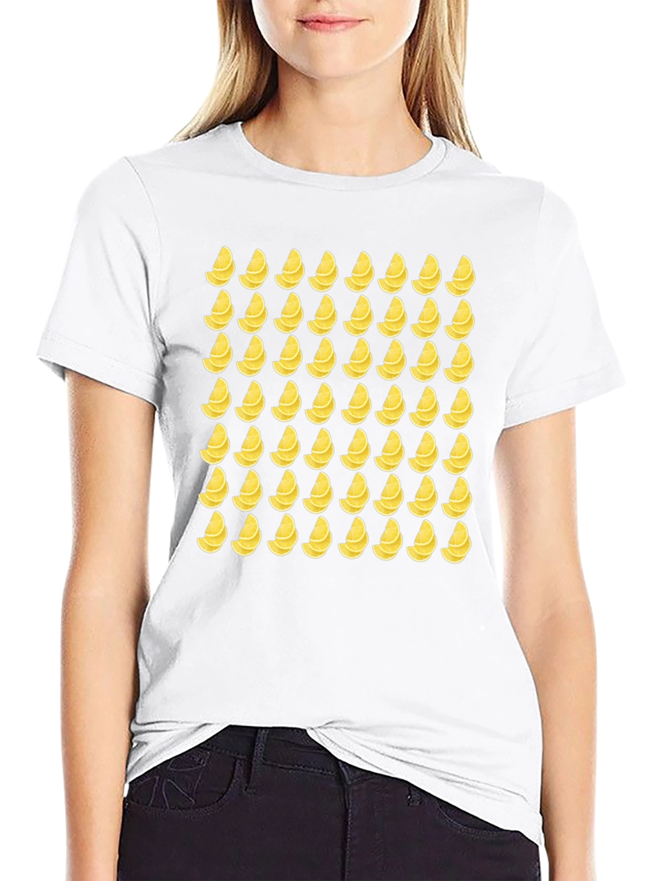 Black Lemon Slice Pattern T-Shirt - Black view 9