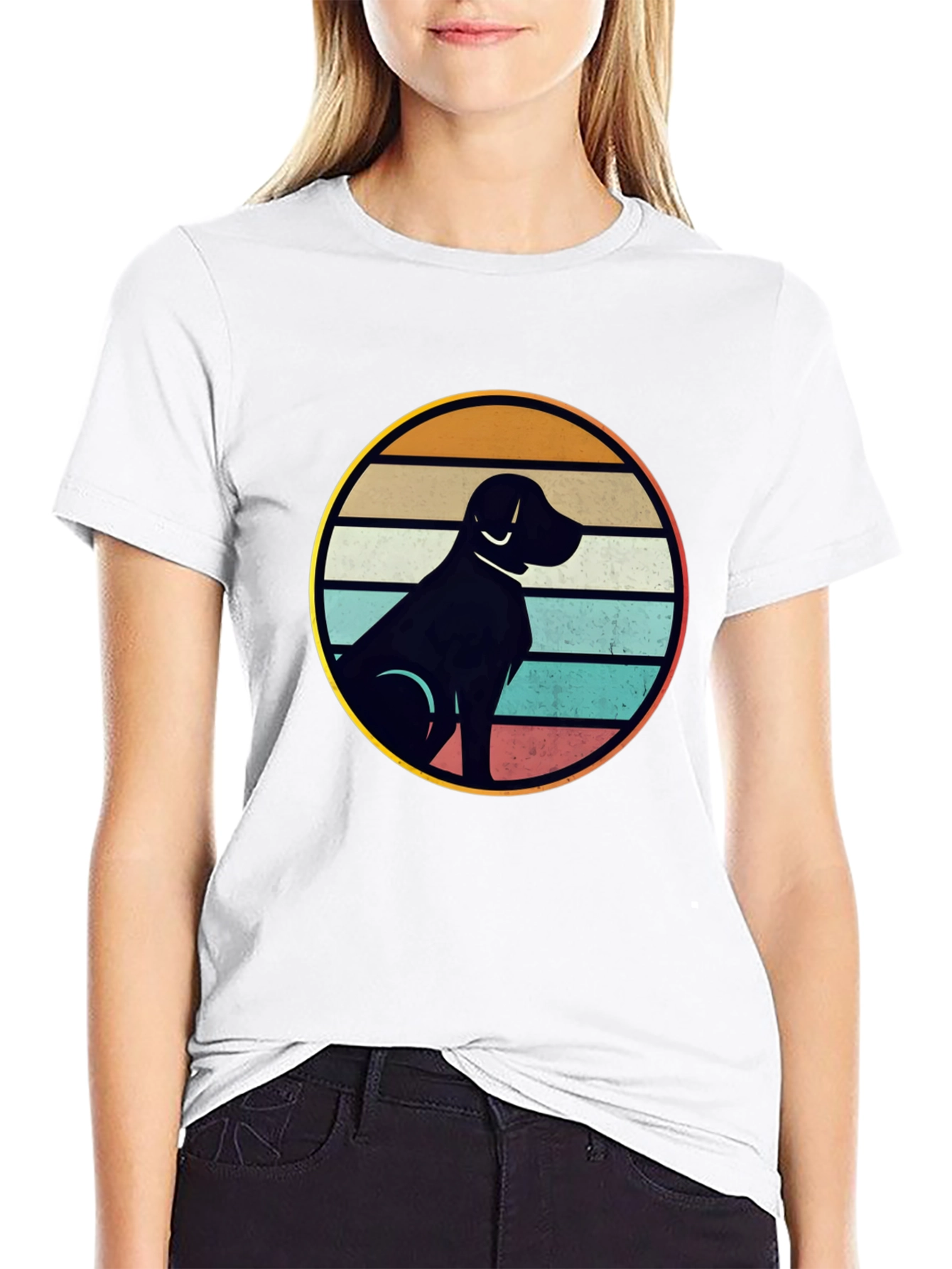 Black Retro Dog Silhouette T-Shirt view 9