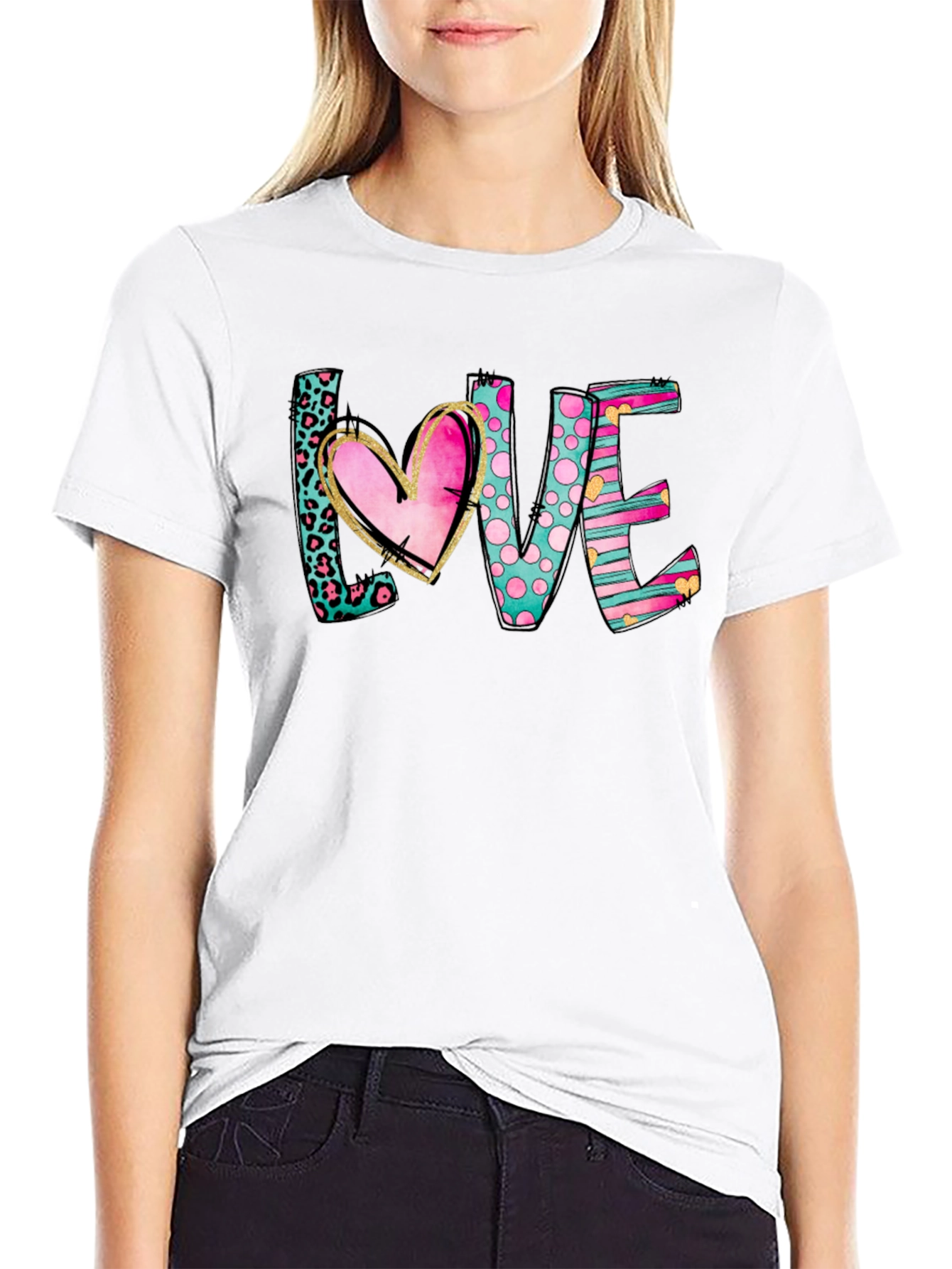 Black LOVE T-Shirt - Heart Design view 9