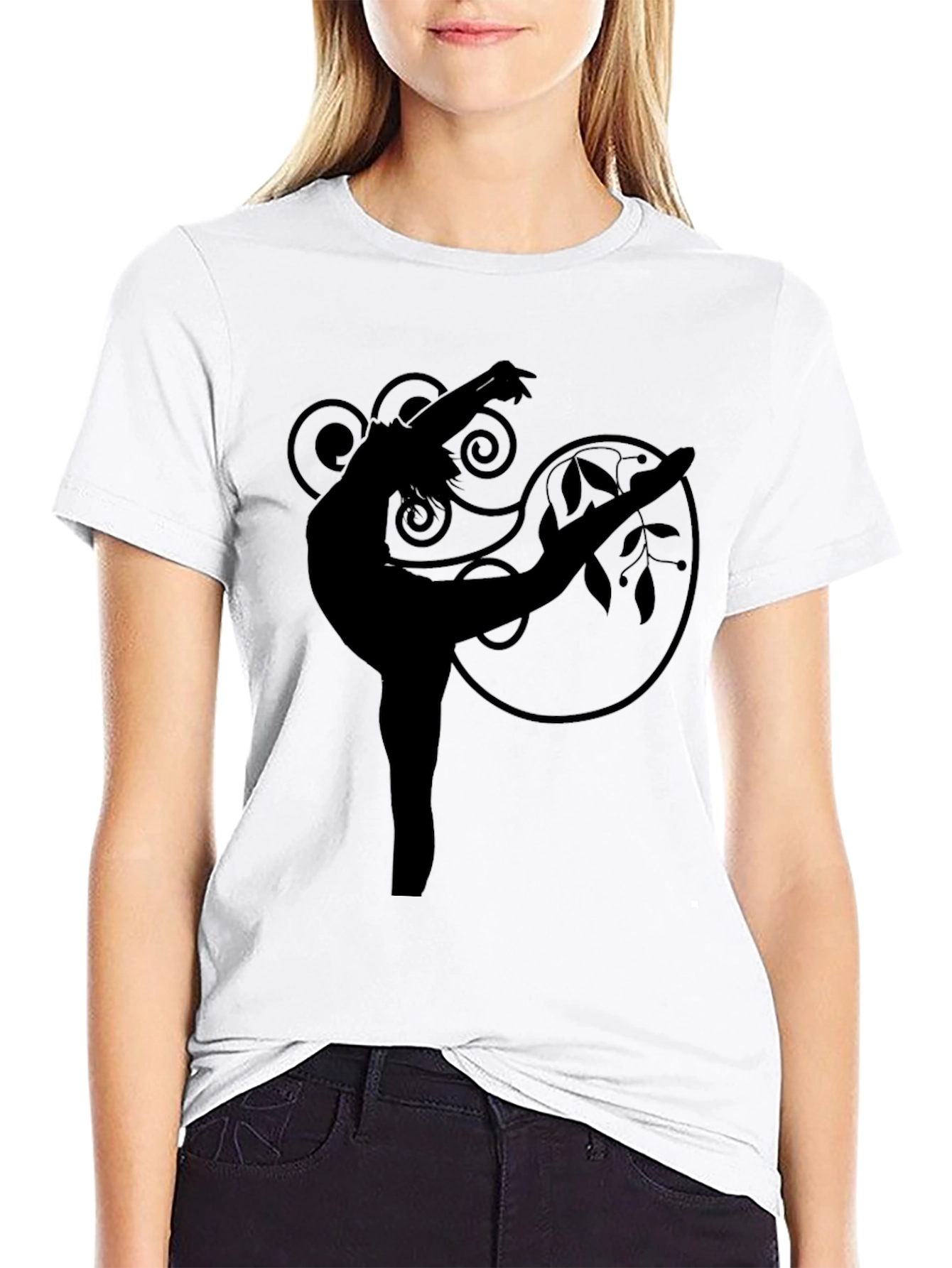 Black Elegant Dancer Graphic Tee - Black view 9