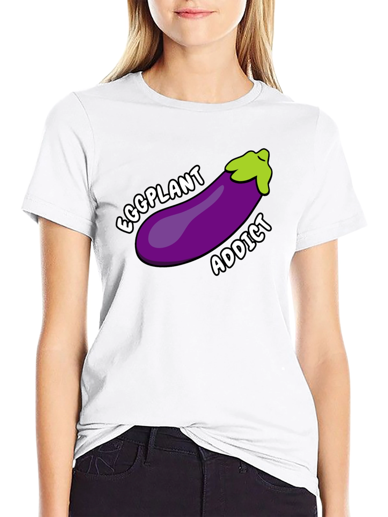 Black Eggplant Addict T-Shirt Funny Humor Graphic Tee view 9