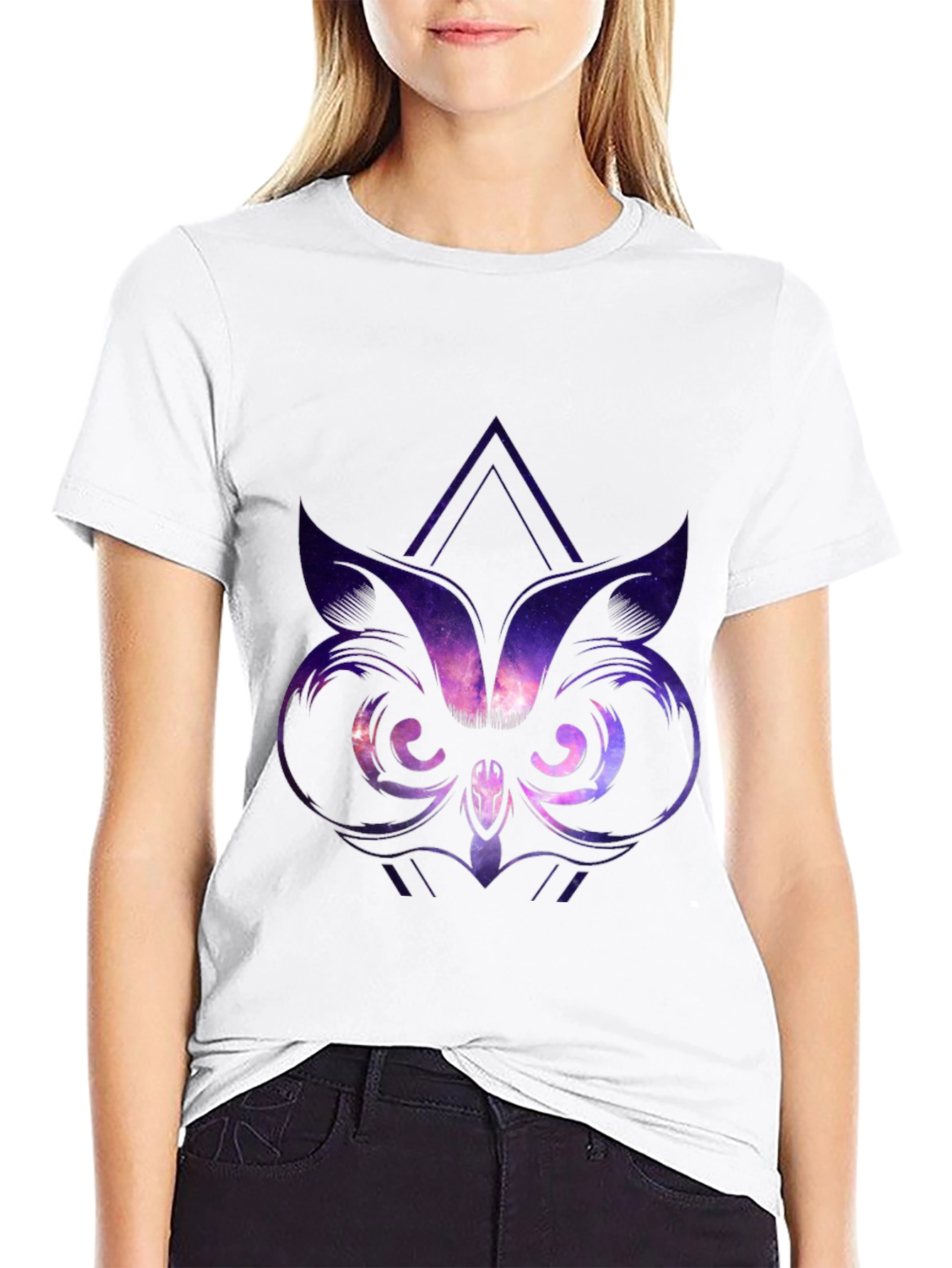 Black Galaxy Owl Graphic Tee - Black view 9