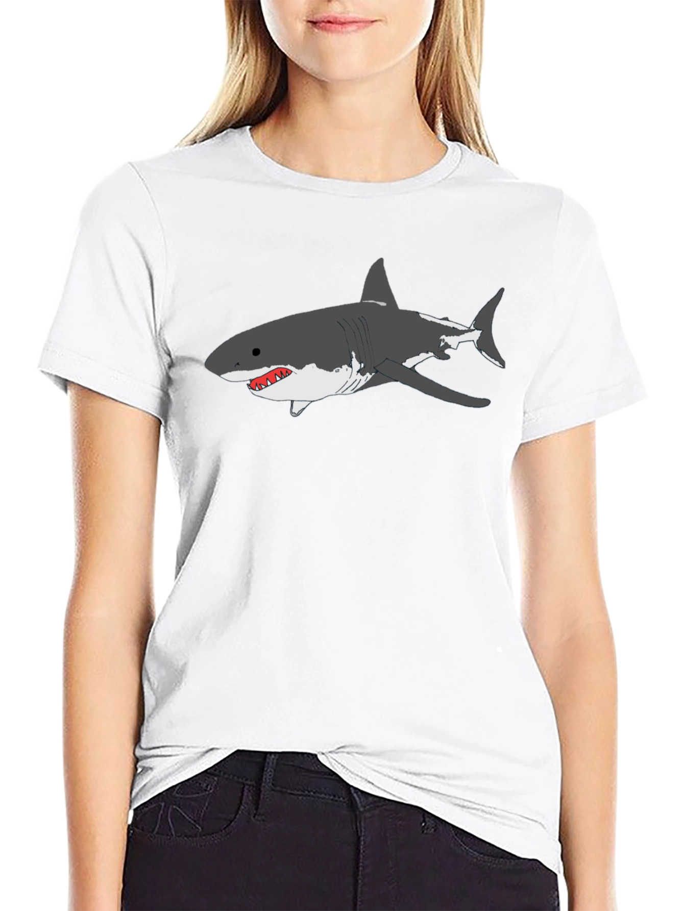 Black Shark Graphic Tee - Black Cotton T-Shirt view 9