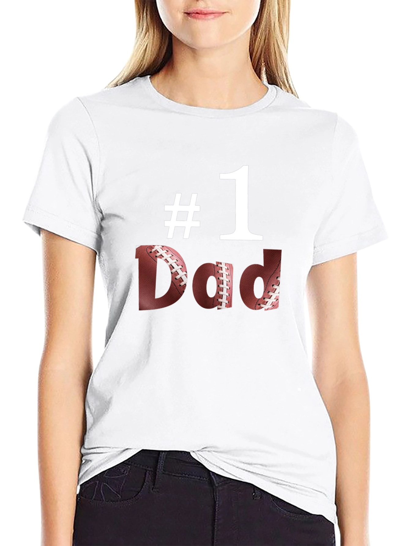 Black #1 Dad Football T-Shirt - Father's Day Gift view 9