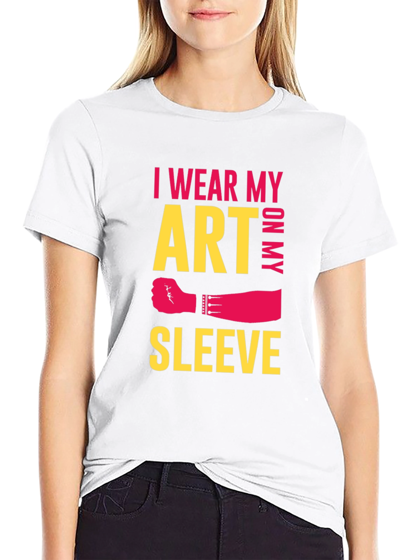 Black I Wear My Art On My Sleeve Graphic Tee view 9