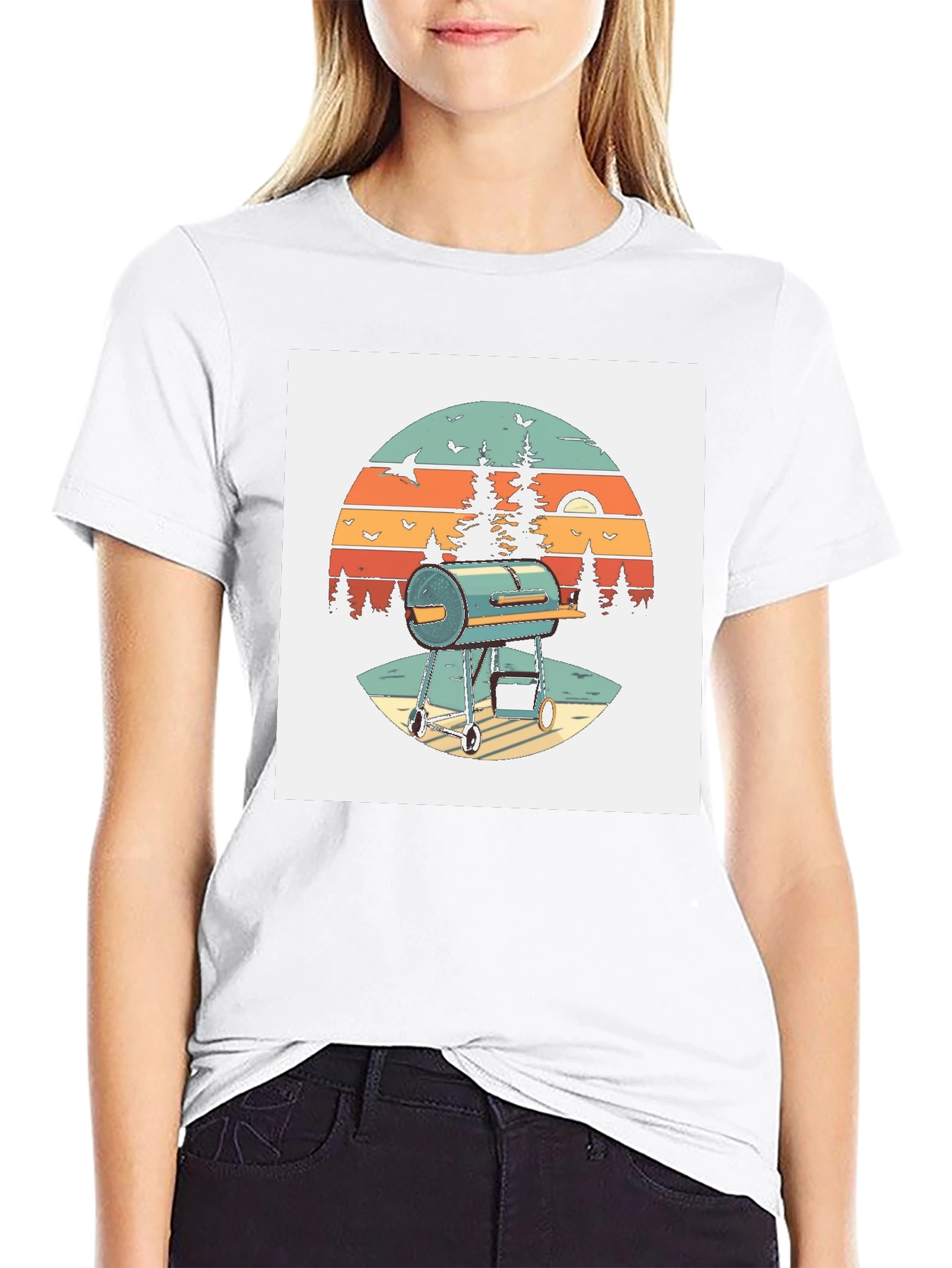 Black Retro BBQ Grill T-Shirt view 9