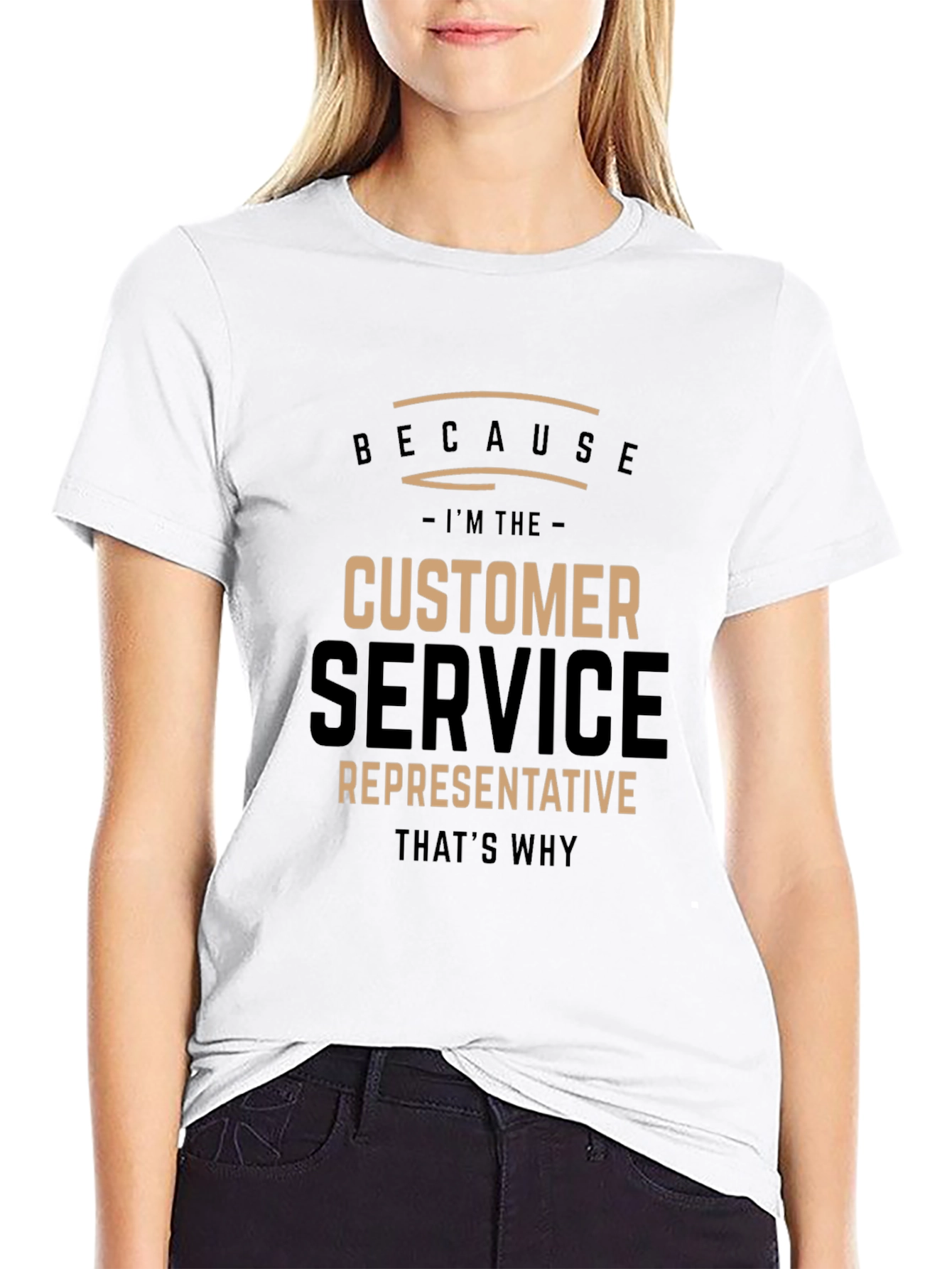 Black Customer Service Representative Black T-Shirt view 9