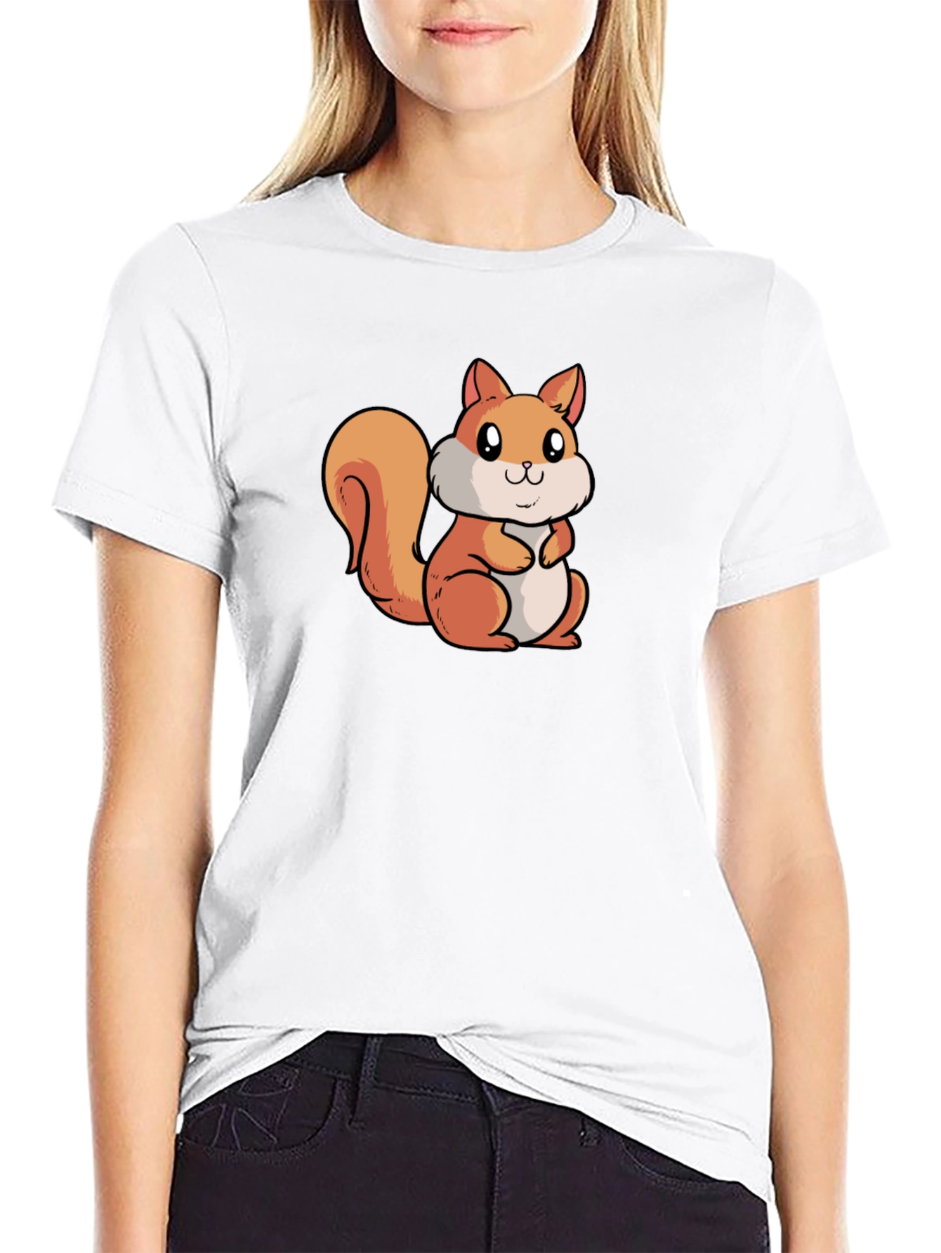 Black Cute Squirrel Graphic Tee - Black view 9