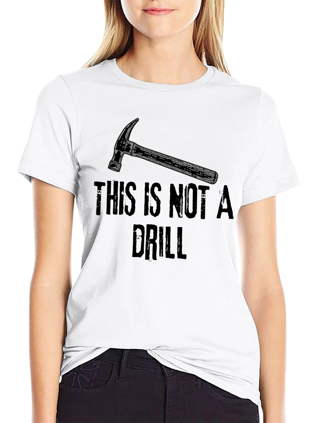 Black Funny Construction T-Shirt: This Is Not A Drill Hammer Tee view 9